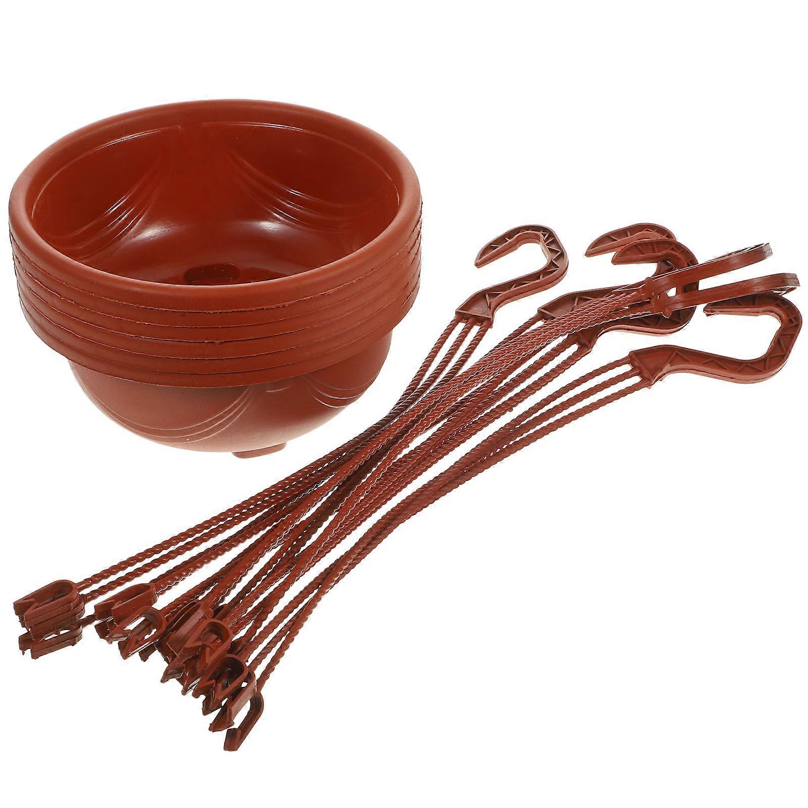 Hanging Pots For Plants Indoor 6Pcs Dark Red Artificial Flowers Planter Modern Style Gardens