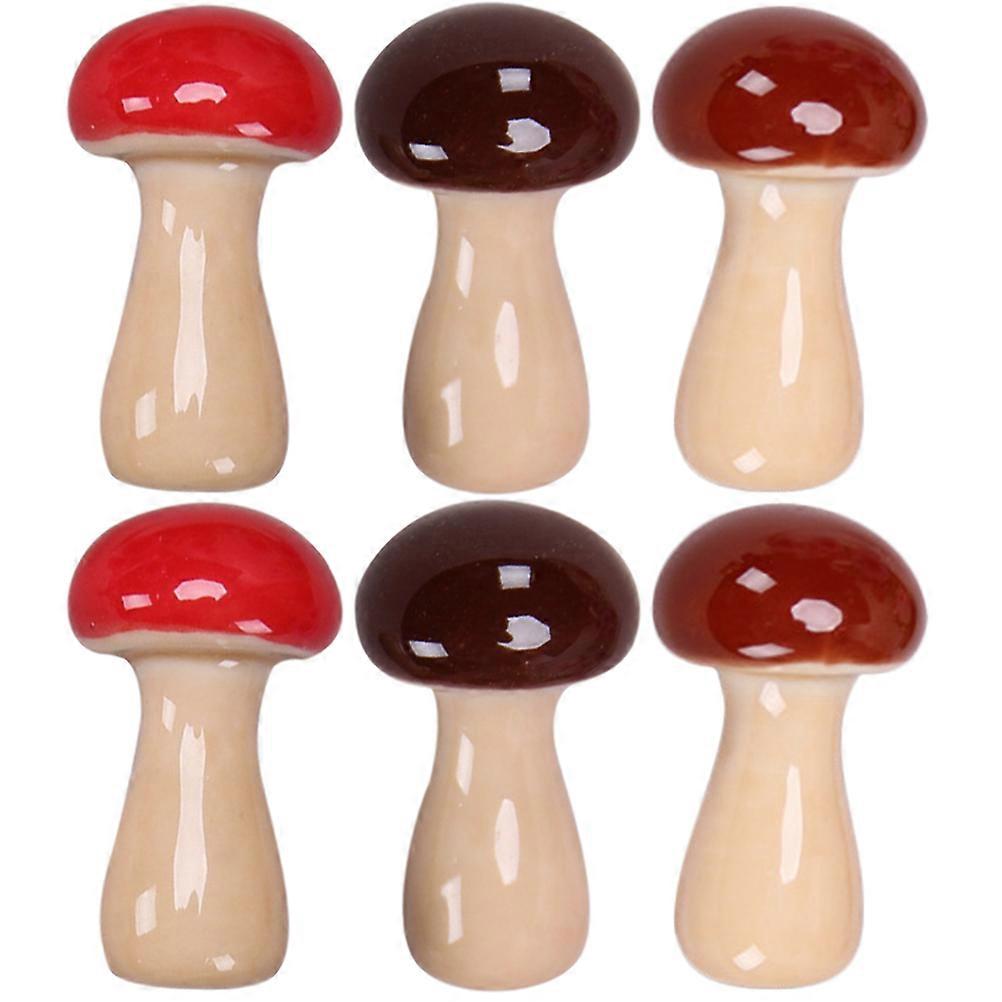 6pcs Ceramic Mushroom Chopstick Rest, Multifunctional Spoon Holder, Cartoon Design, Prevents Rolling, for Dining Table Decor