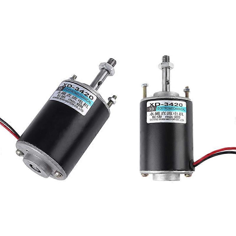 2pcs Xd-3420 30W High Speed Cw/Ccw Permanent Magnet DC Motor for Diy Generator-DC 24V 6000Rpm & Dc 12V 3000Rpm