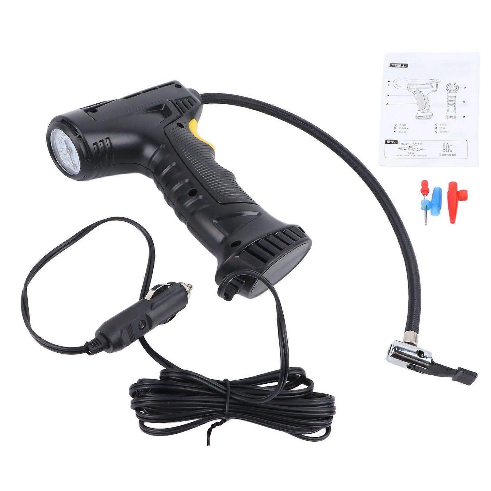 emergency tire pump with digital display and LED light