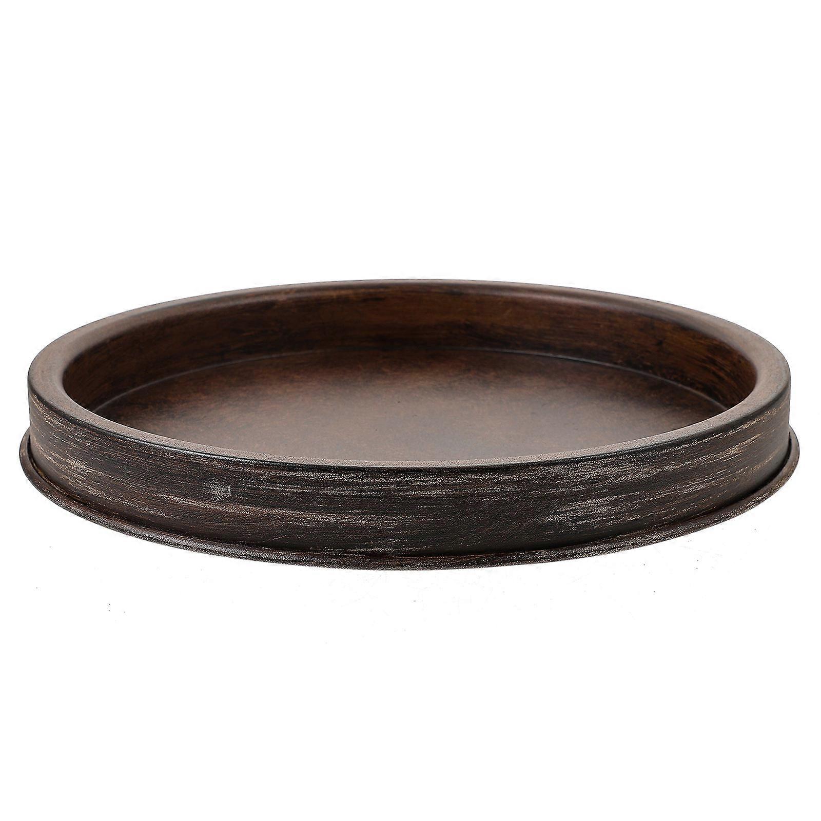 Round Metal Tray Decorative Centerpiece For Wedding Decor 11X11X1.18in Rustic Style 1Pack