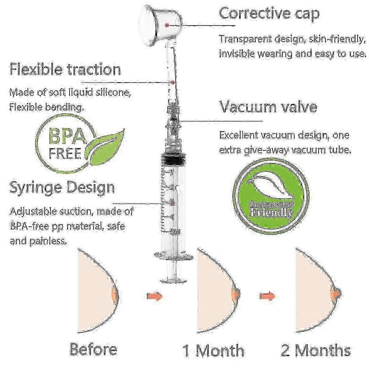 2 Θηλή Puller Θηλή Aspirator Corrector γυναικείες \'s βεντούζες αναρρόφησης θηλών για επίπεδες θηλές - JV