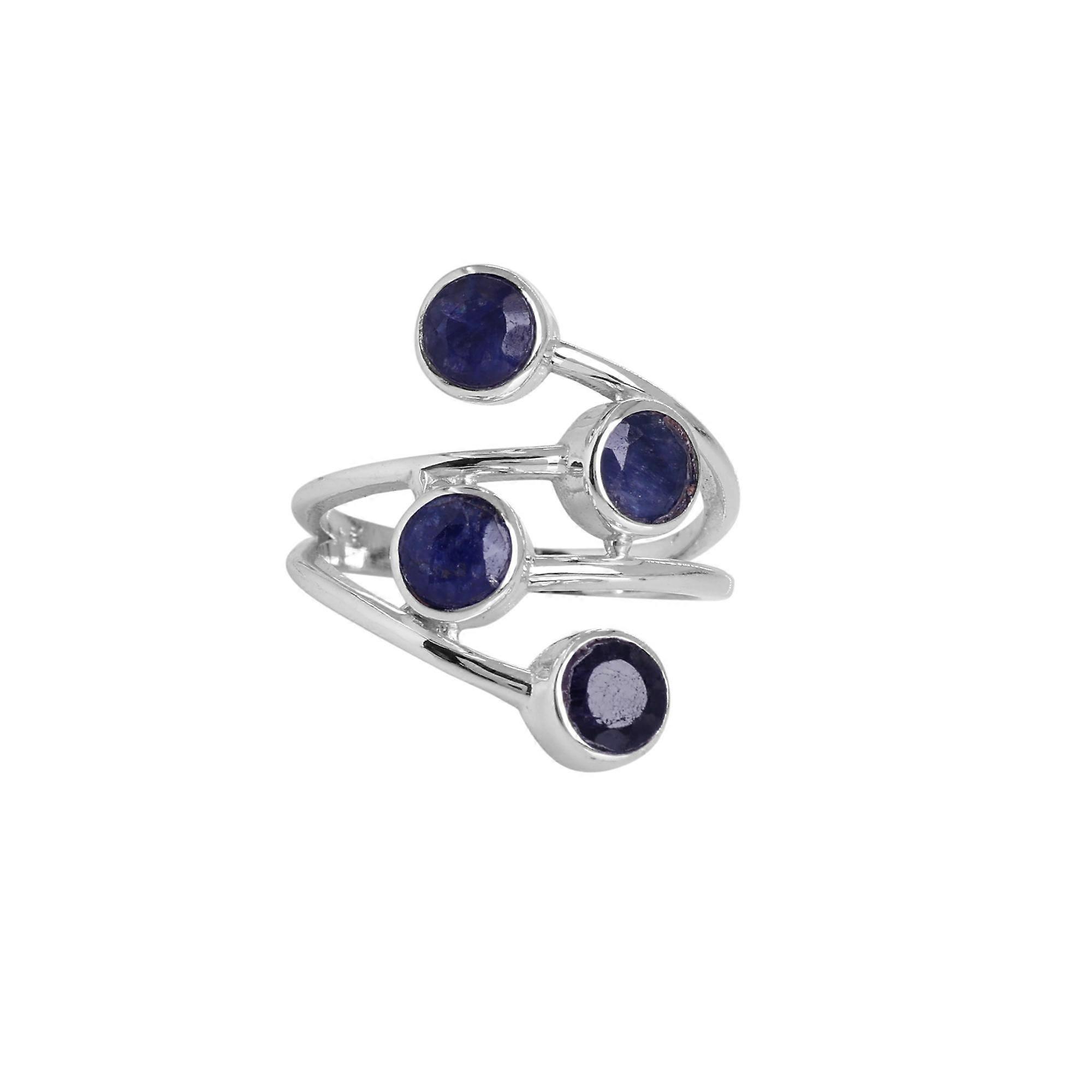 Anello sfaccettato in argento zaffiro blu, gioielli fatti a mano in argento sterling 925, anello in argento da donna, regalo per lei
