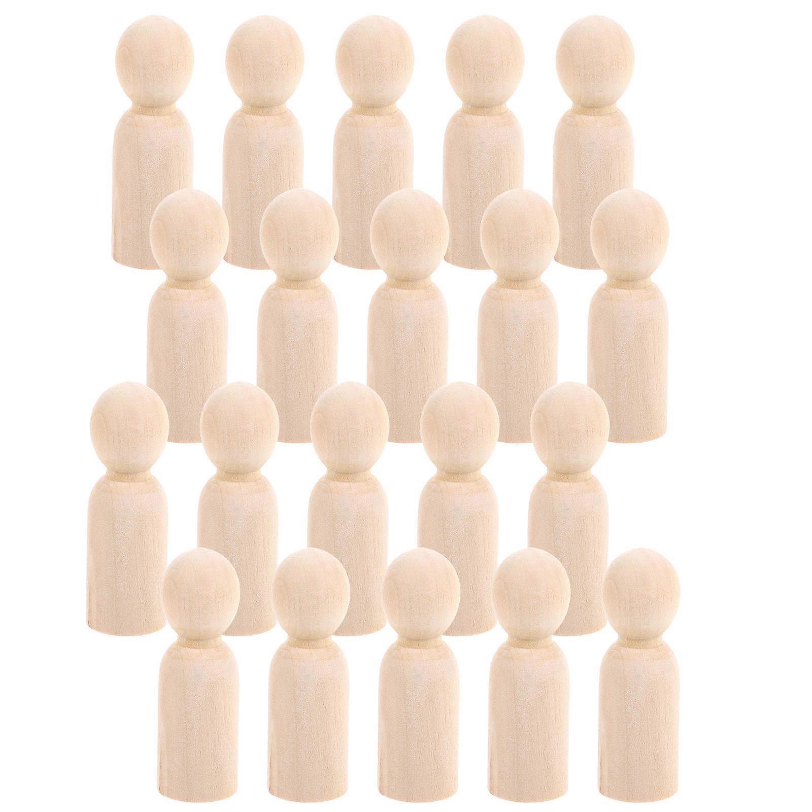 20pcs Unfinished Wooden Peg Dolls for DIY Painting & Crafting – Smooth Blank Surface Figures for Creative Home Decor & Miniature Art Projects