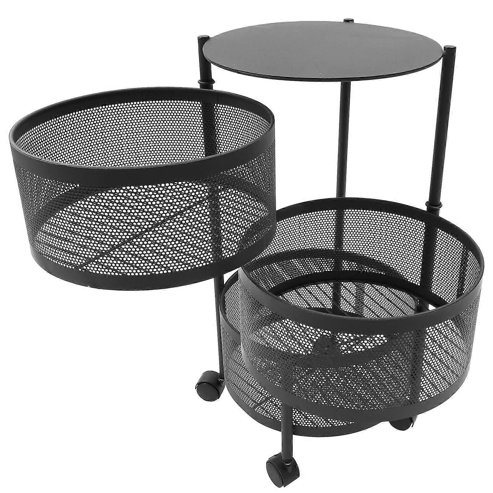 Rotating Storage Rack Kitchen Multi-Layer Organizer Black Movable Household 1Pack