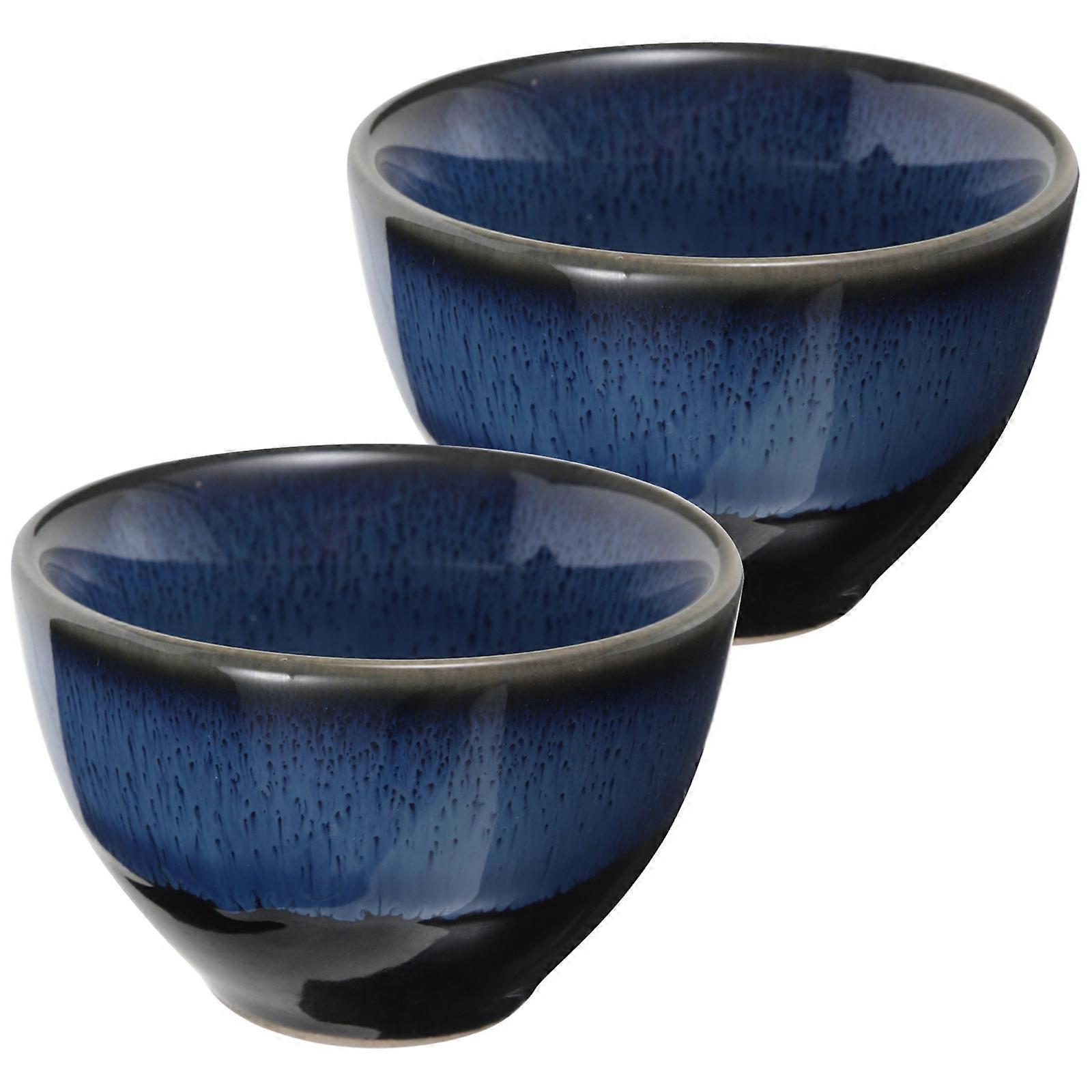 Ceramic Sake Cups 2Pcs Blue Japanese-Style Sake Cups for Storage Use with Versatile Use