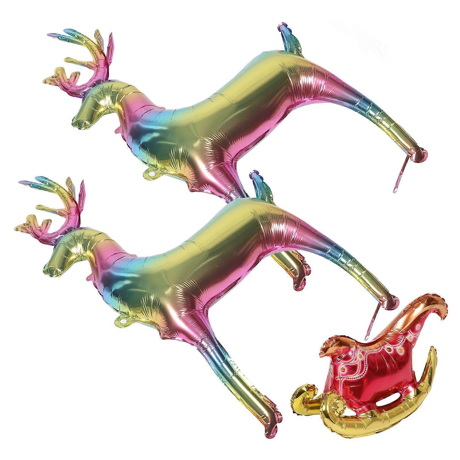 Large Christmas Reindeer Balloons 1 Set 3D Standing Sleigh Ideal For Enhancing Parties And Creating Stunning Centerpieces