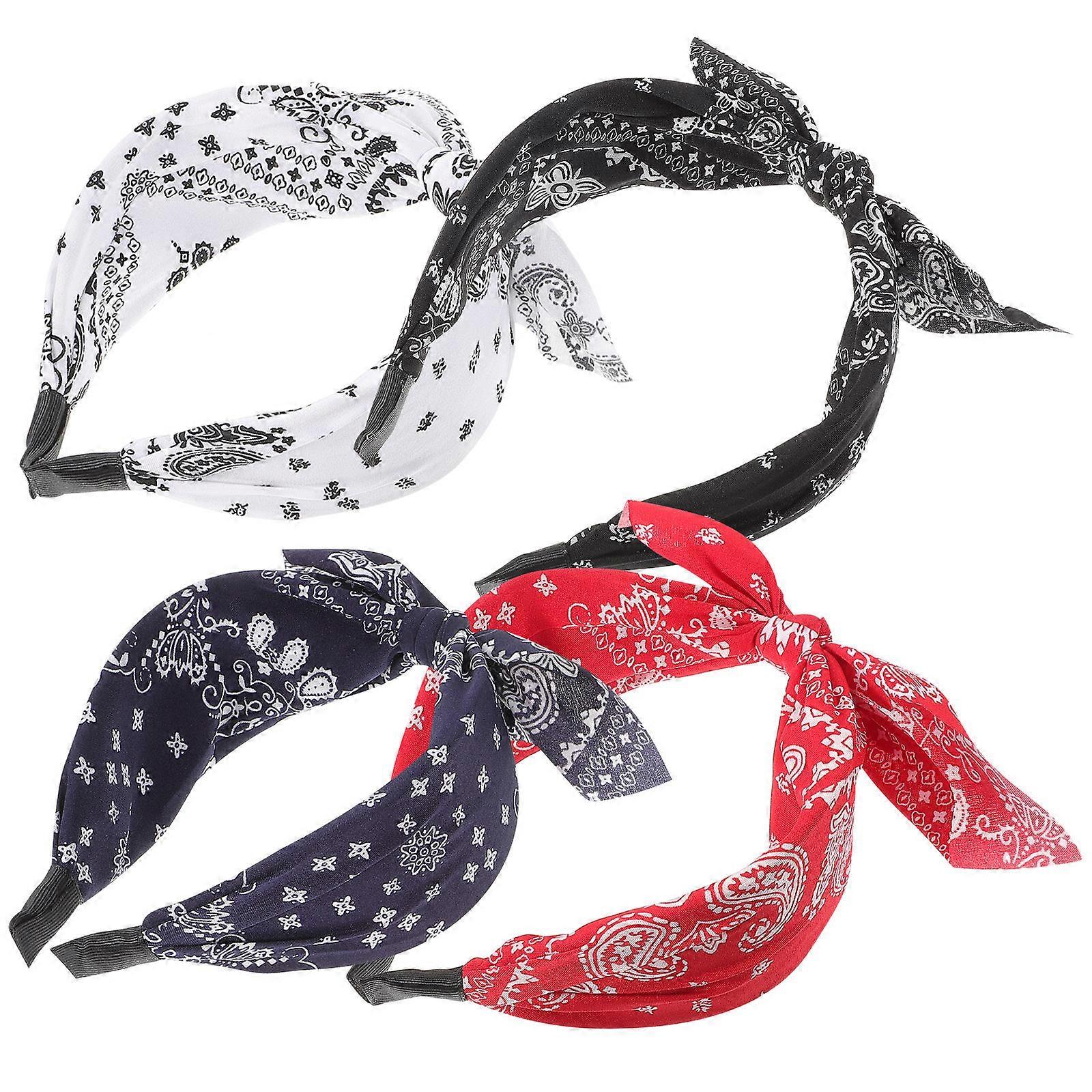 Ethnic Style Hairband 4Pcs Bowknot Headwrap Perfect For Running Beach Daily Work And More