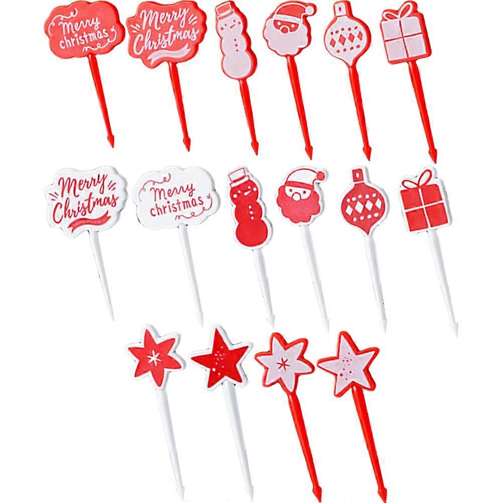 Christmas Themed Food Picks Set 16Pcs For Daily Use Picnics Parties Assorted Color Decorative Bow Design