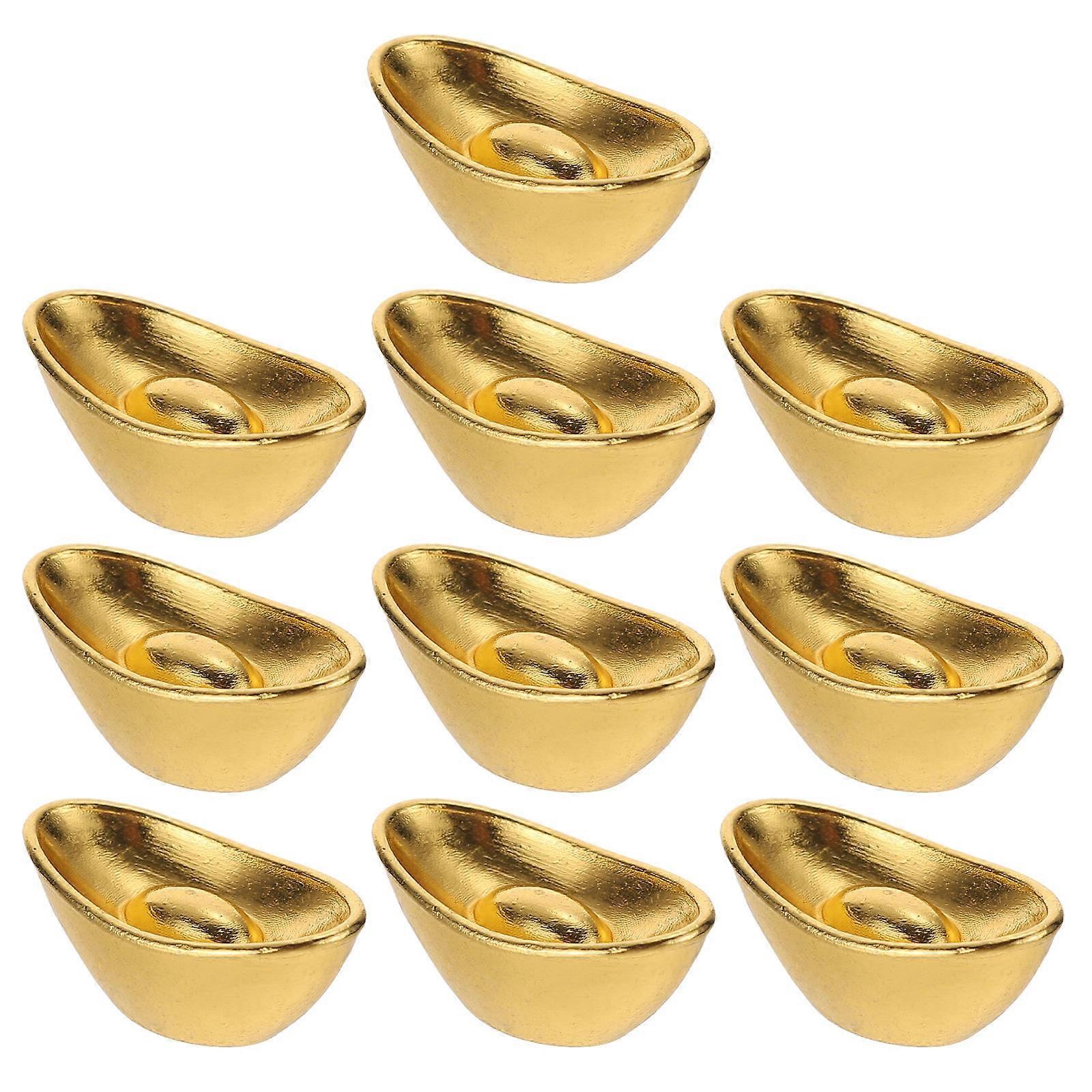 Mini Decorative Alloy Wealth Props for Dollhouse Decoration Golden 10pcs