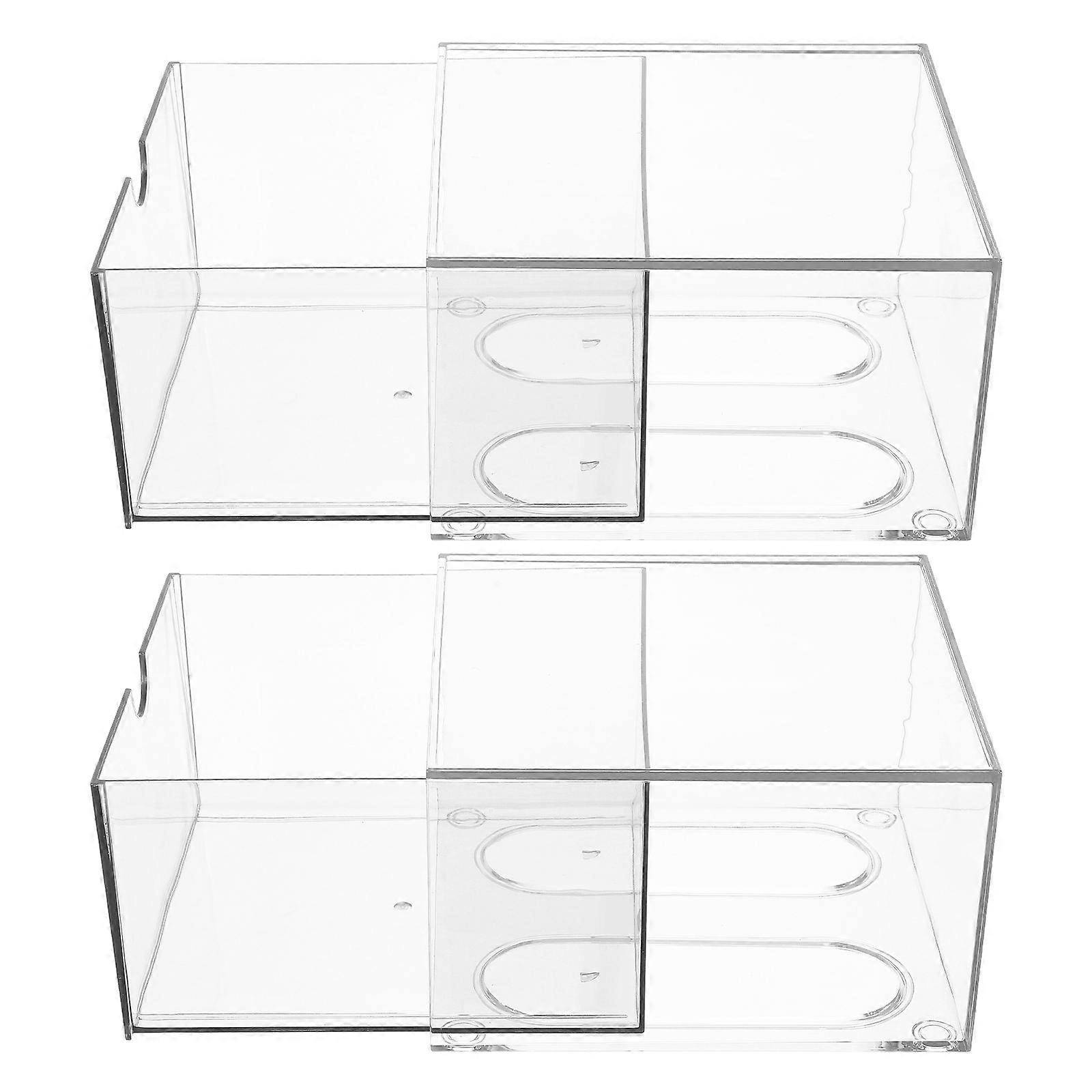 Makeup Organizer for Vanity 2Pcs Transparent Clear Storage Drawers Acrylic