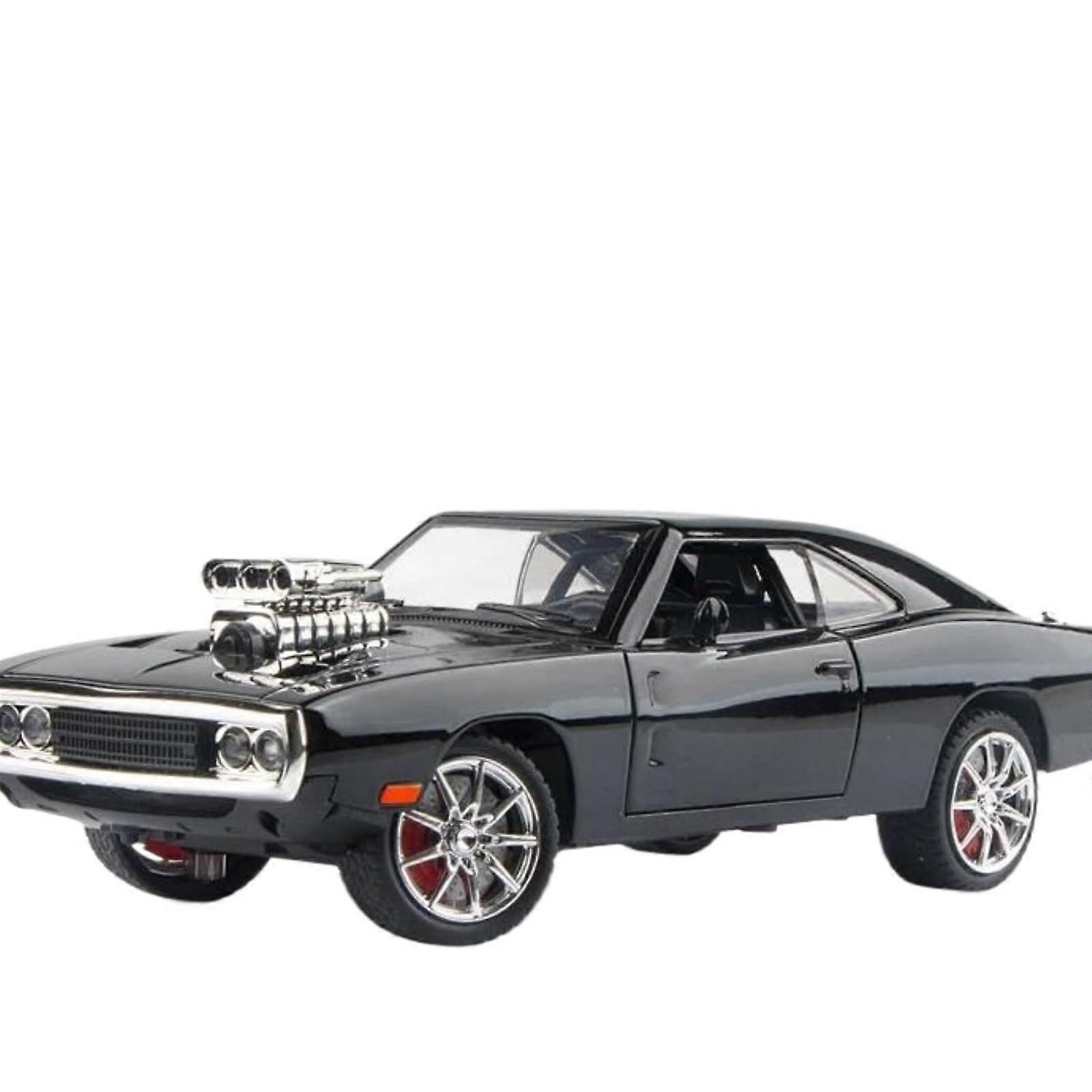 Model Car 1:24 Scale Dodge Challenger 1970 Fast And Furious Die-Cast Alloy With Sound And Light Black No Box