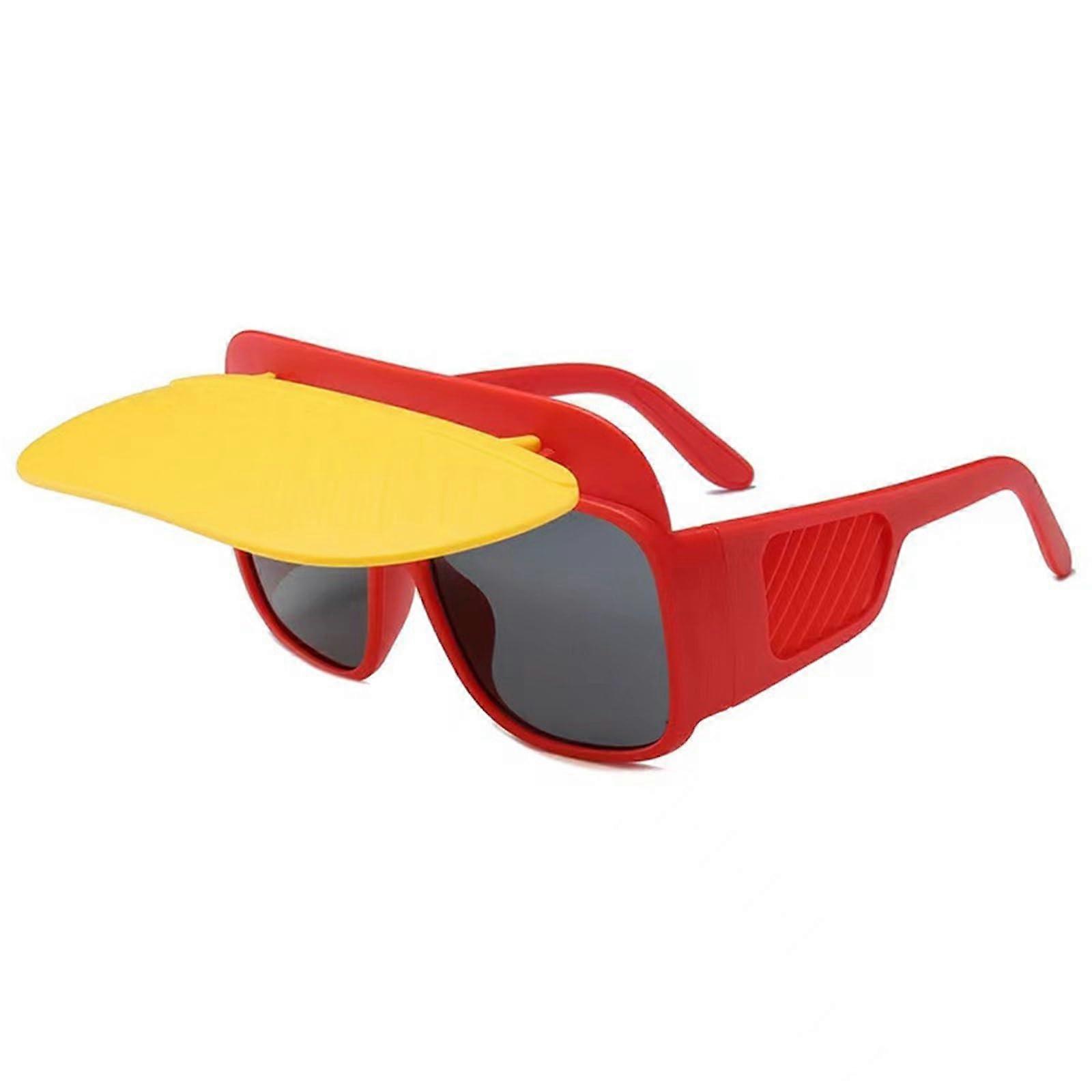 Polarized Lenses for Kids - Funny Red Frame Face Jewelry for Boys and Girls - Yellow Coverage for Beach and Travel Protection
