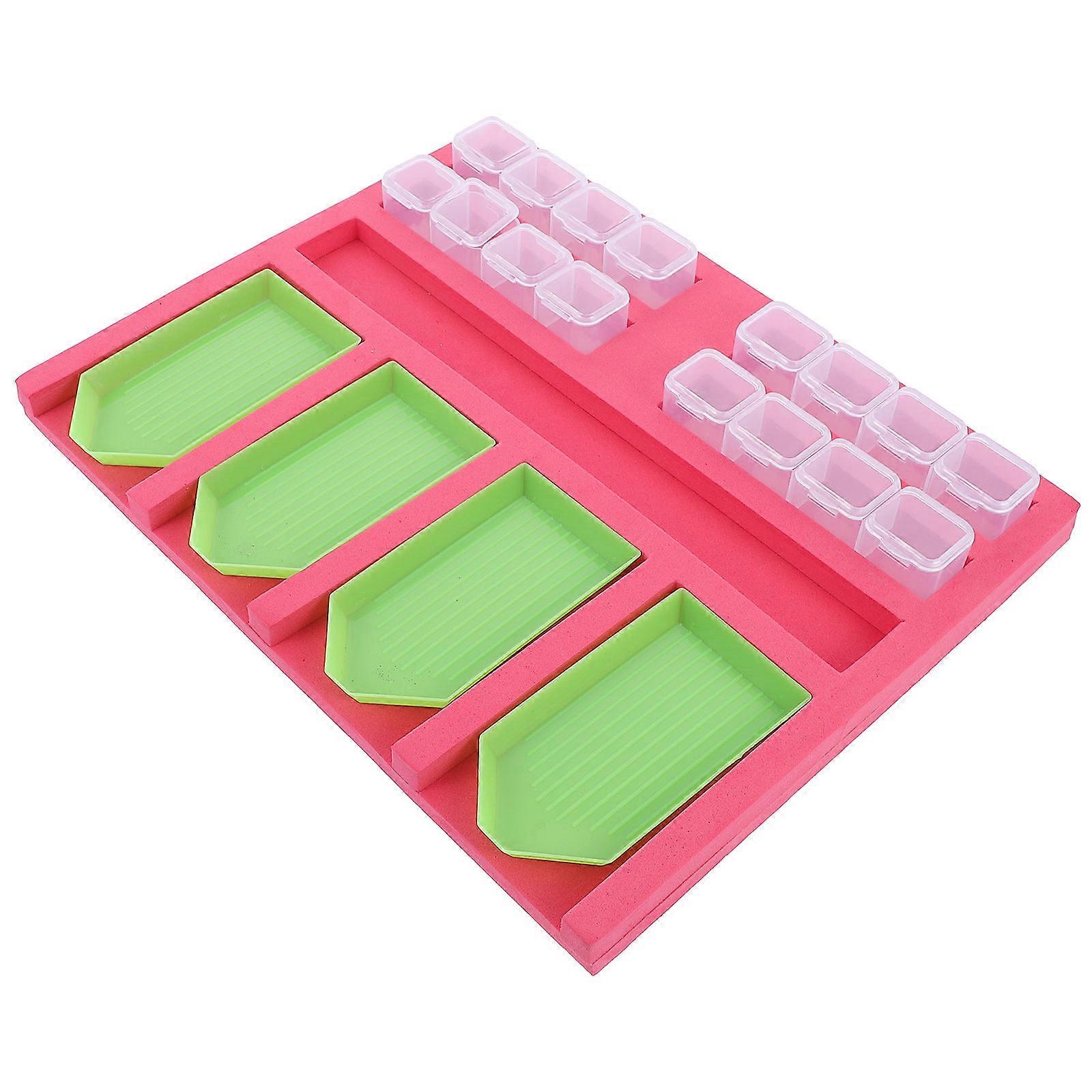 Small Bead Organizers Set For Craft Projects And DIY Activities In Red Sponge And PP Color Designed For Sorting Diamonds