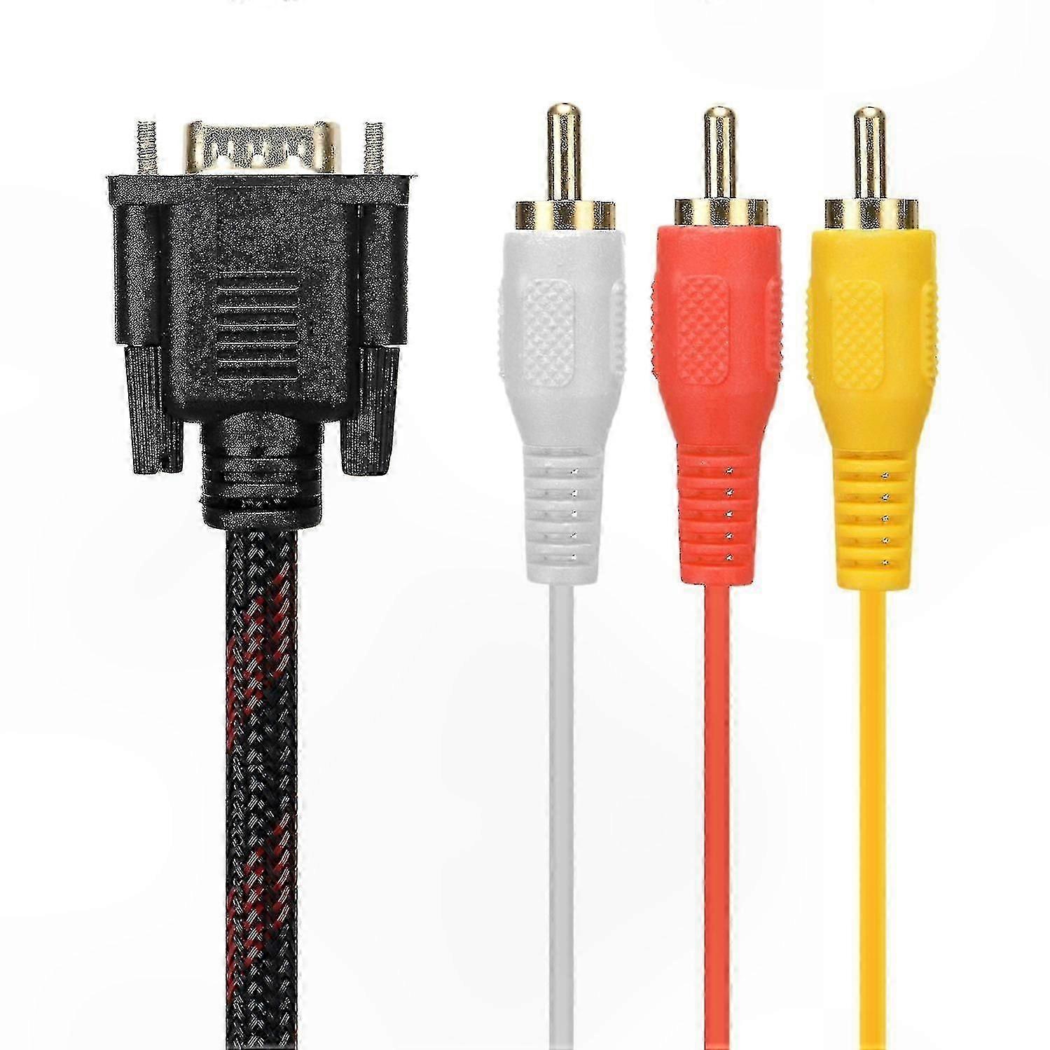 15-Pin VGA to 3 RCA AV Audio Adapter Cable for Video and Audio Connection