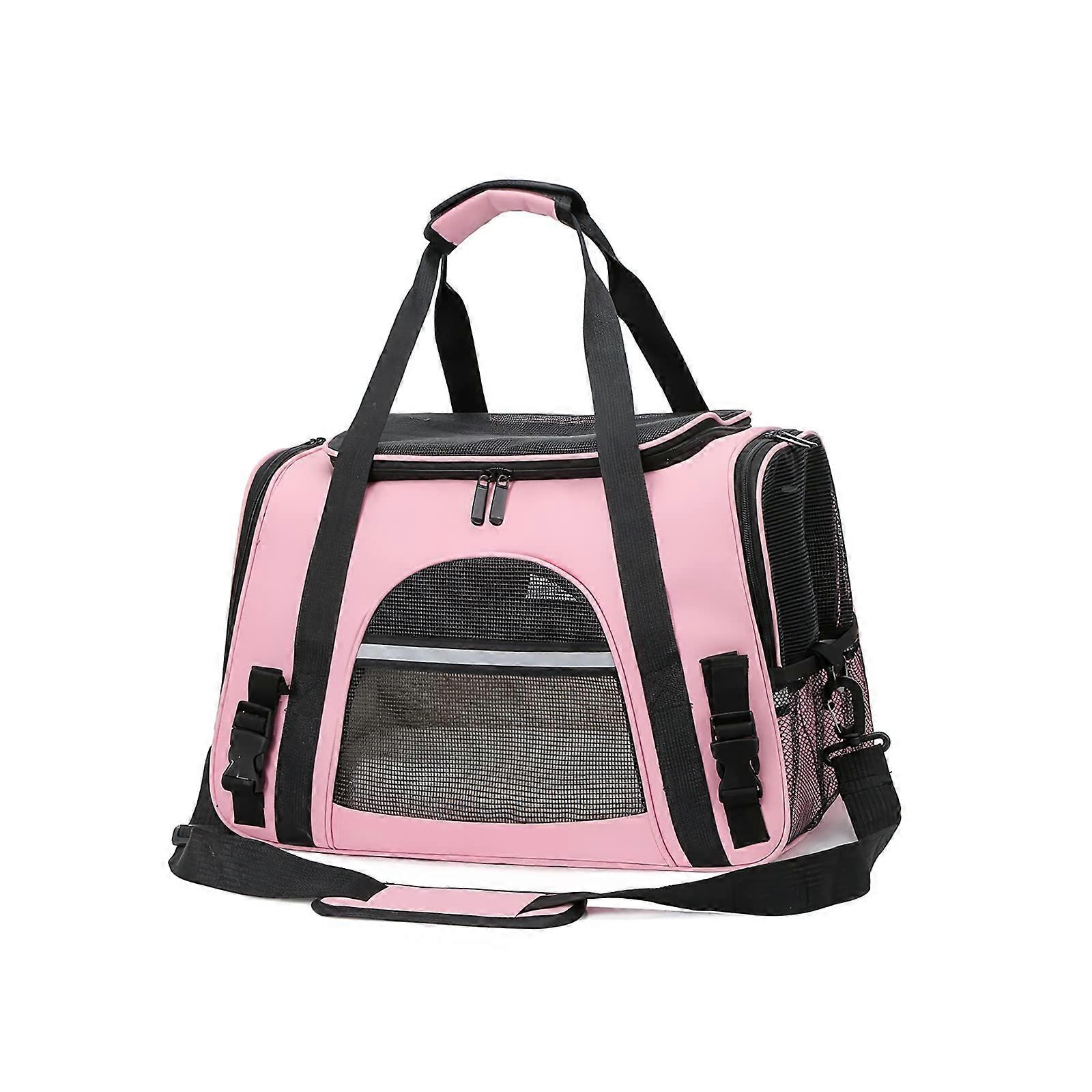 Galate Pet Carrier Bag, Portable Cat Carrier with Opening, Foldable Pet Bag with Airline Approval (Pink)