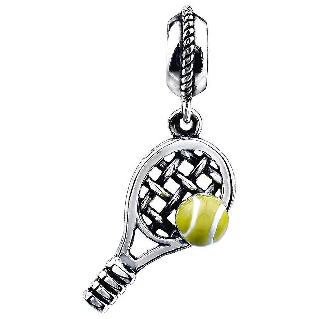 925スターリングシルバー18x9.5mmポリッシュKeraテニスチャームペンダントネックレス女性用-2.6グラム