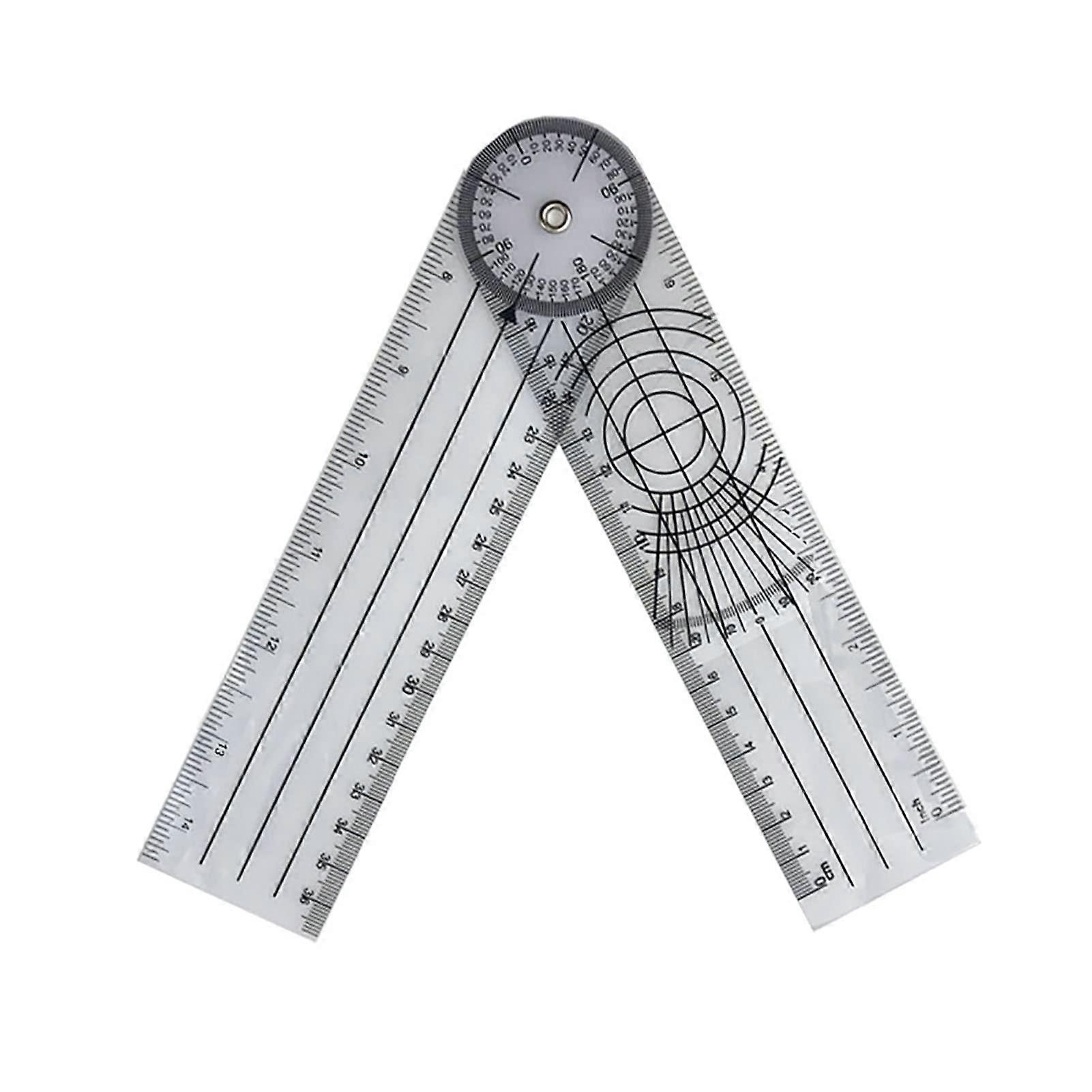 360 Degree Rotatable Flexible Angle Ruler - Semi-Transparent Frosted PVC Clear Measuring Tool for Students and Teachers