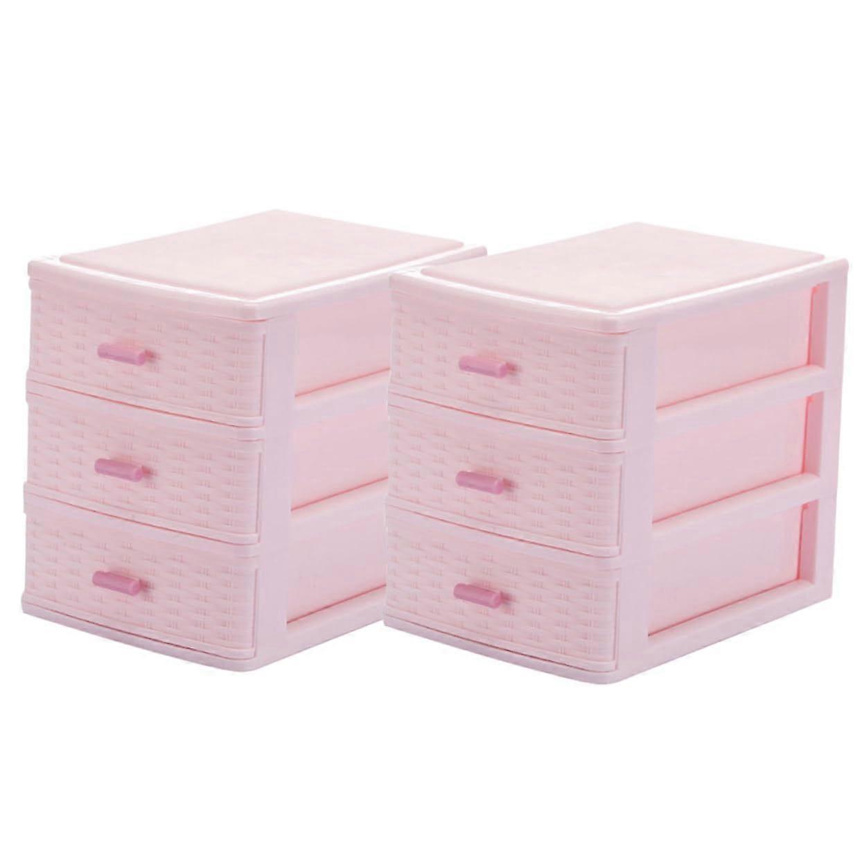 Set of 2 Drawer Organiser with Three Layers Cosmetic Storage and Jewellery Box for Desk, Bathroom and Dressing Table, Practical