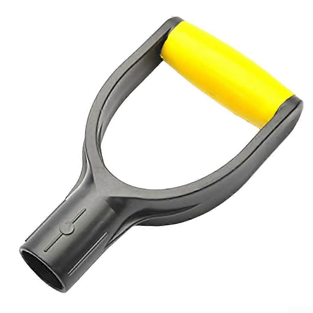 Durable Replacement Shovel Handle with D-Grip for Gardeners and Snow Removal, Quick Installation, Yellow and Black