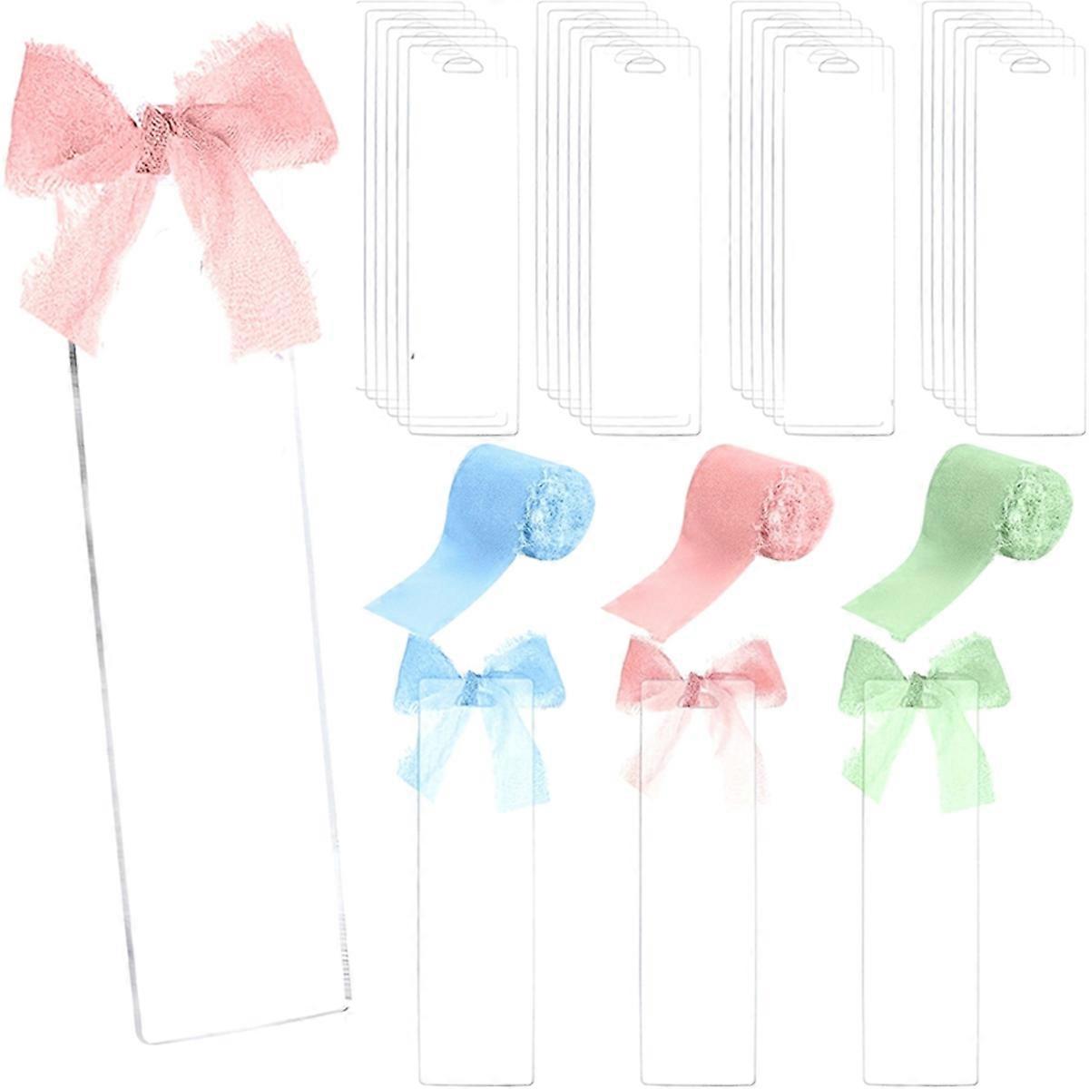 123PCS Blank Transparent Acrylic Bookmark Kit with Ribbon Diy Making Holiday Gift Decoration Tags