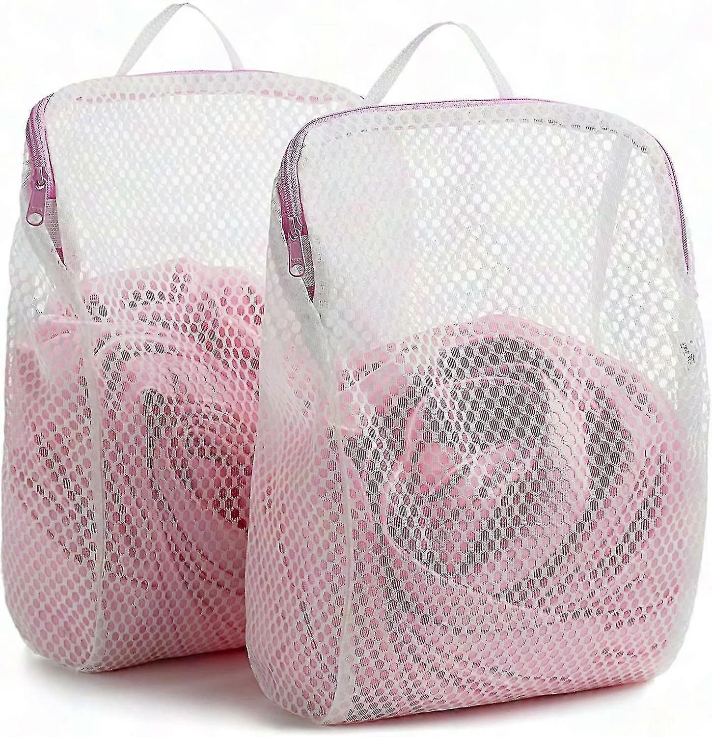 2-Pack Honeycomb Mesh Laundry Bags with YKK Zipper & Handle for Delicates