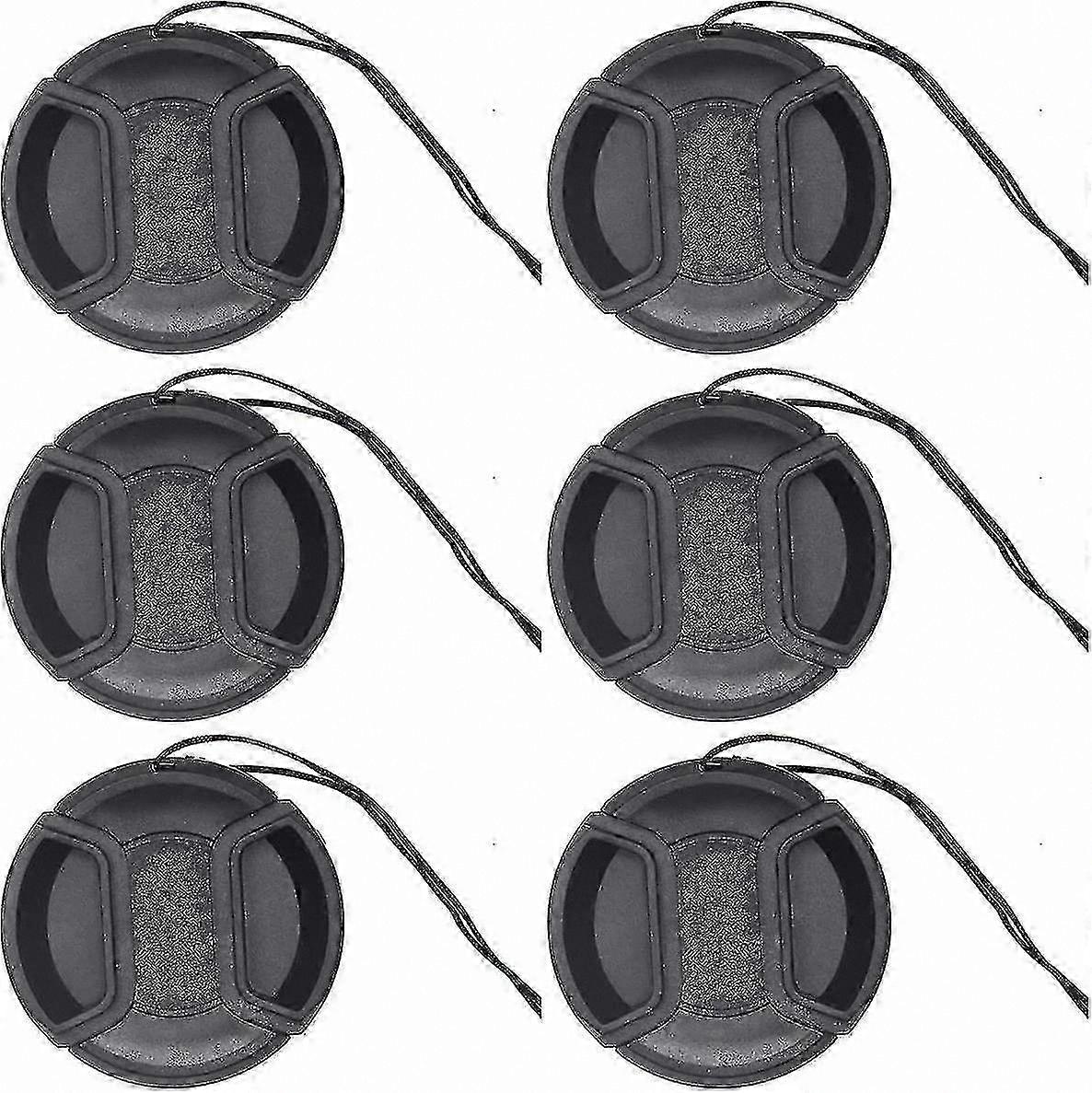 Front Camera Lens Cap Keeper, Snap-On Elastic Lens Cover for DSLR Cameras (6pcs, Black)