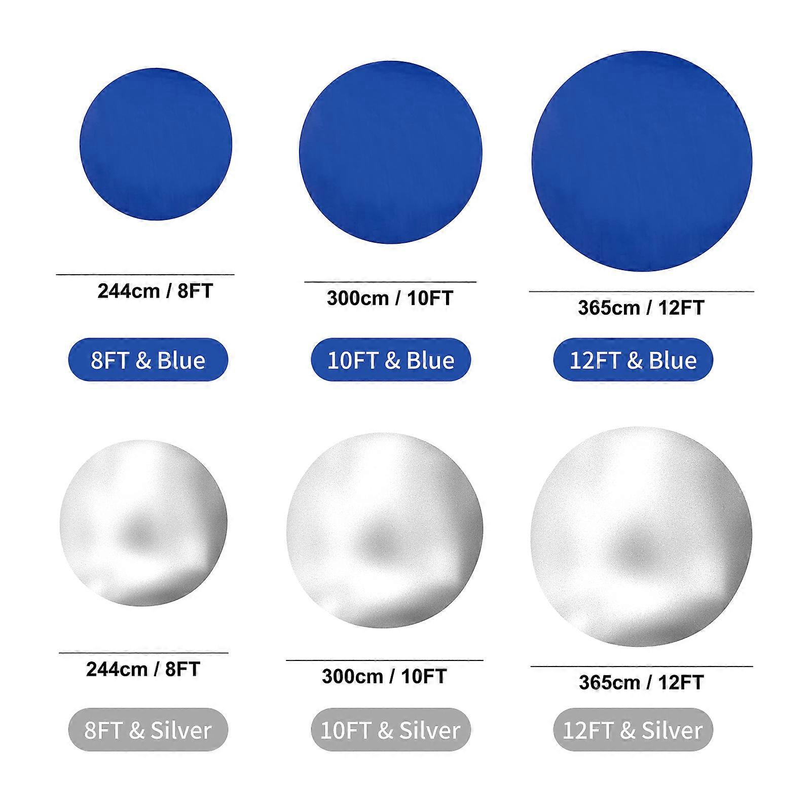 12FT Round Waterproof Pool Cover Blue/Silver Durable Oxford