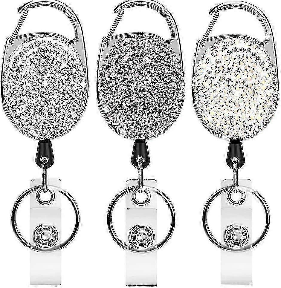 3 Pack Retractable ID Card Holders with Keychain Clip