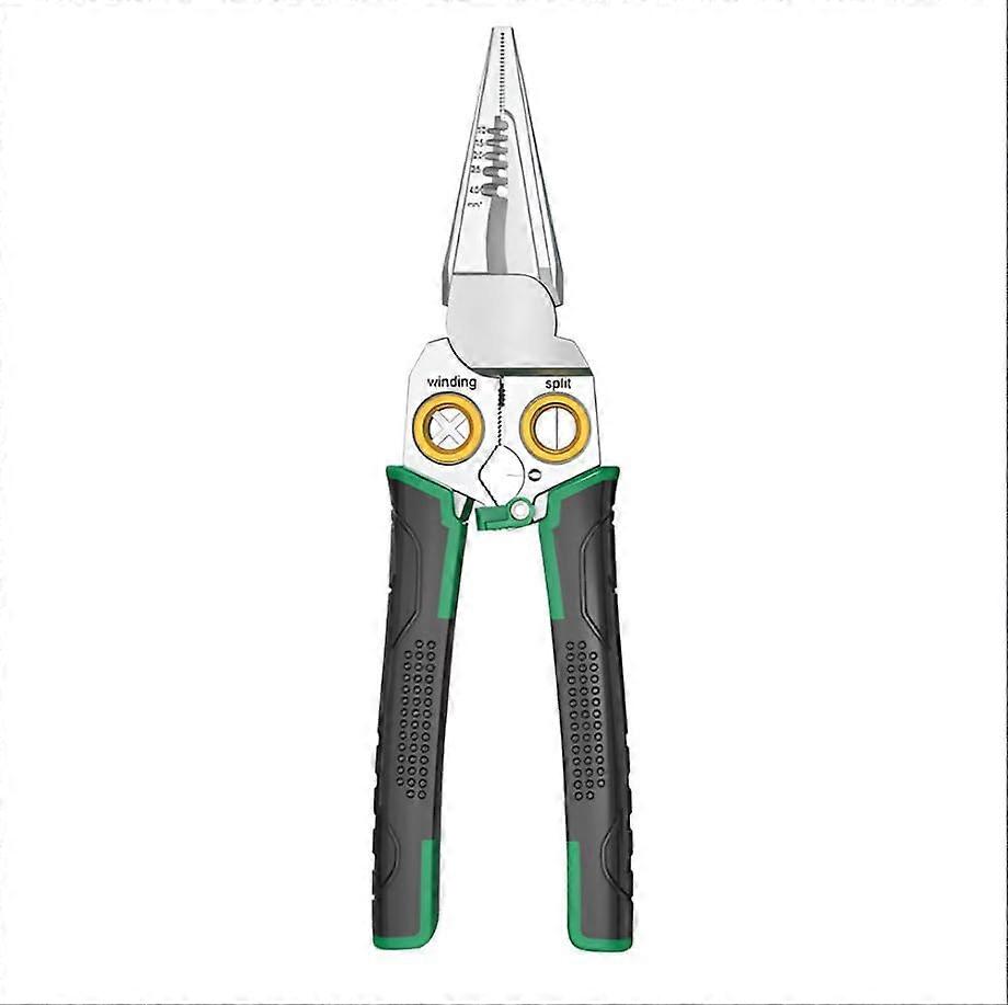 Wire Stripper 8-in-1 with Voltage Tester Crimping Pliers And Current Tester For Electrical Installations Green