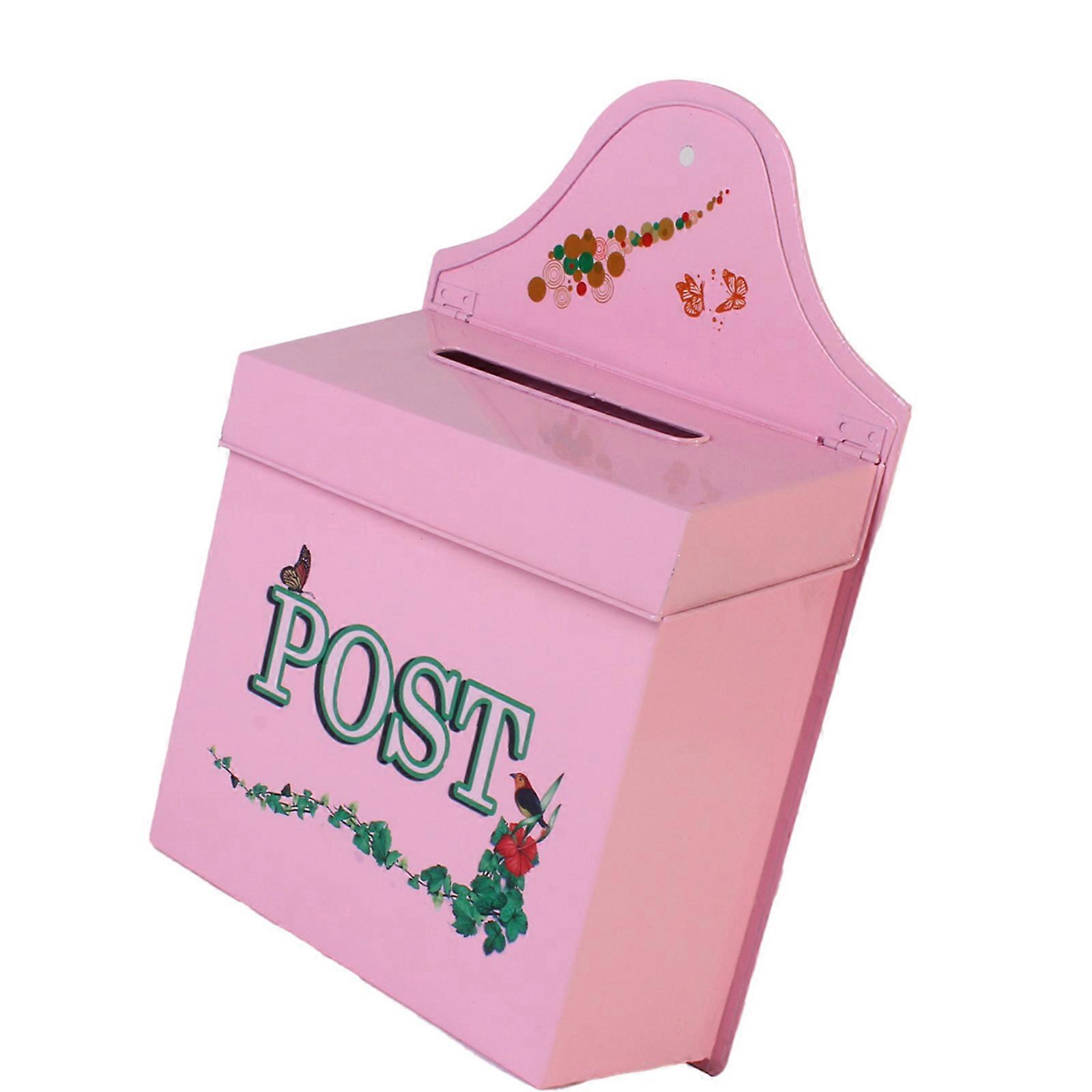 Rustproof Wall Mounted Mailbox Suitable For Home Decoration Iron Metal Letter Box Large Capacity Easy Setups Secure Lock Multicolor