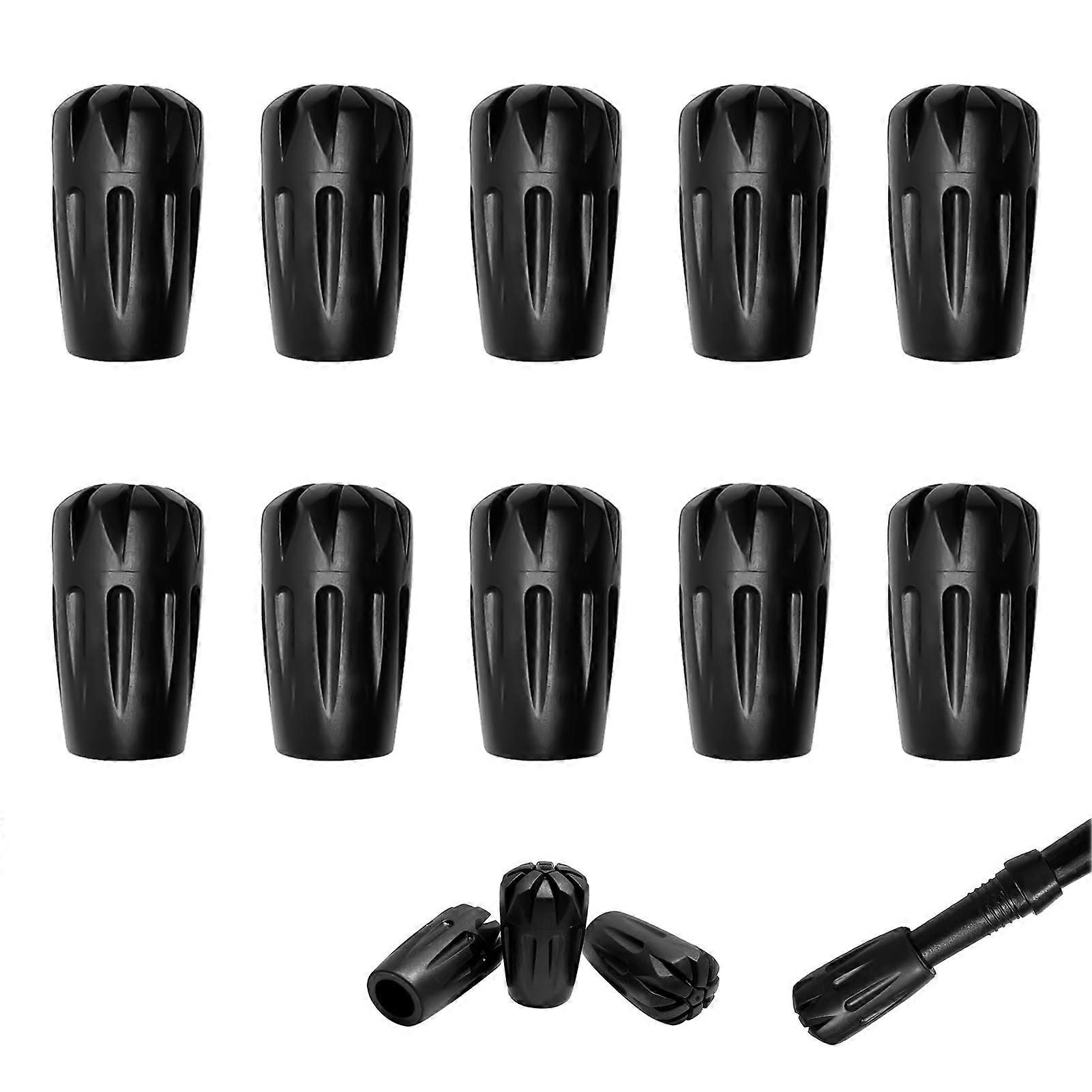 10 Pcs Trekking Pole Tips, Universal Rubber Caps for Walking Sticks, Enhanced Grip for Snow, Mud, and Rock Terrain, Black