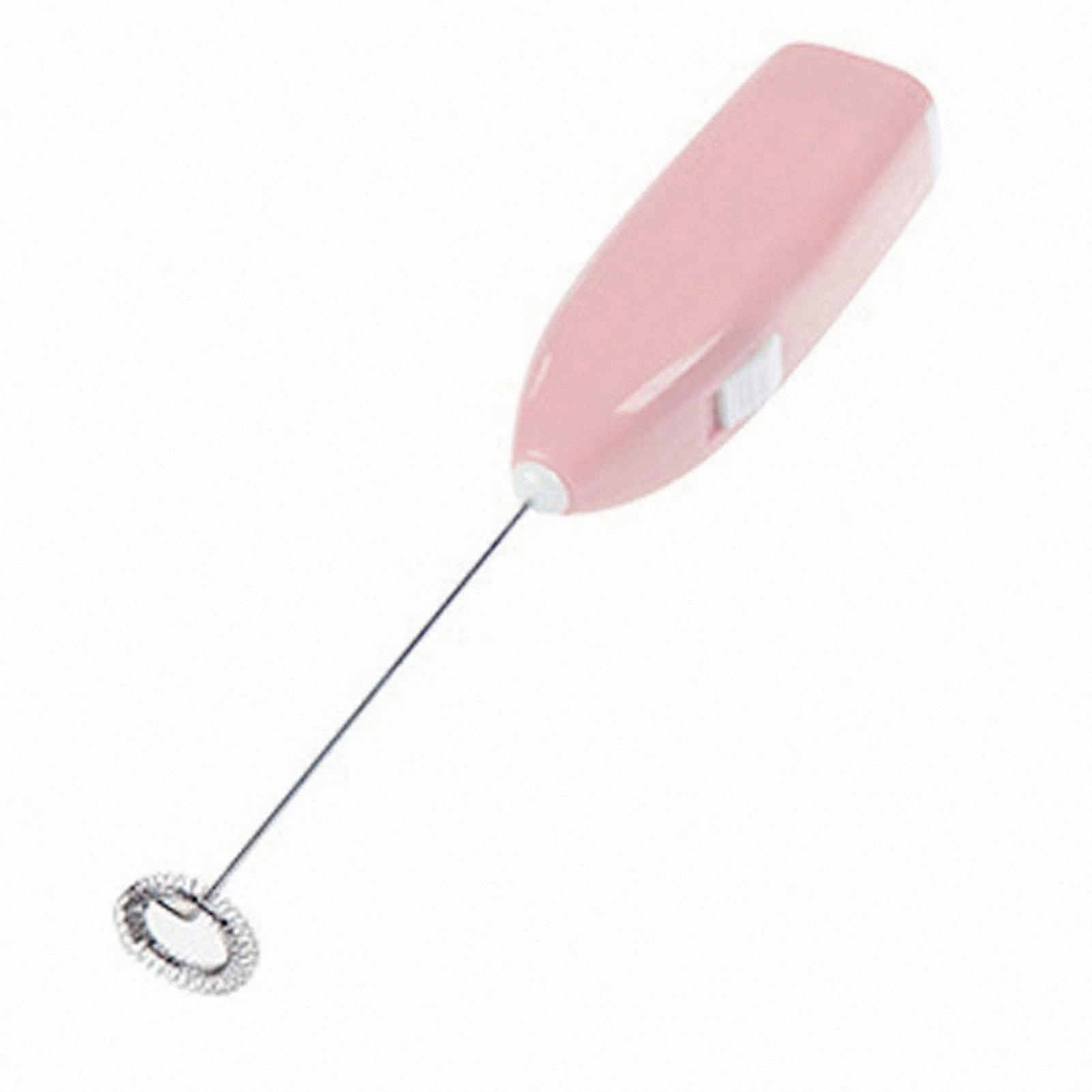 Compact Cordless Hand Mixer for Home and Hotel Use, Durable Plastic-Metal Design, Battery Operated, Pink