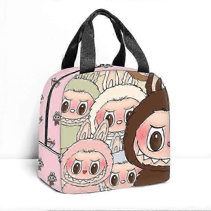 حقيبة تبريد معزولة جديدة Labubu حمل حقيبة تبريد كرتون أنيمي سميكة رقائق الألومنيوم حقيبة غداء كبيرة السعة ، 1 عبوة