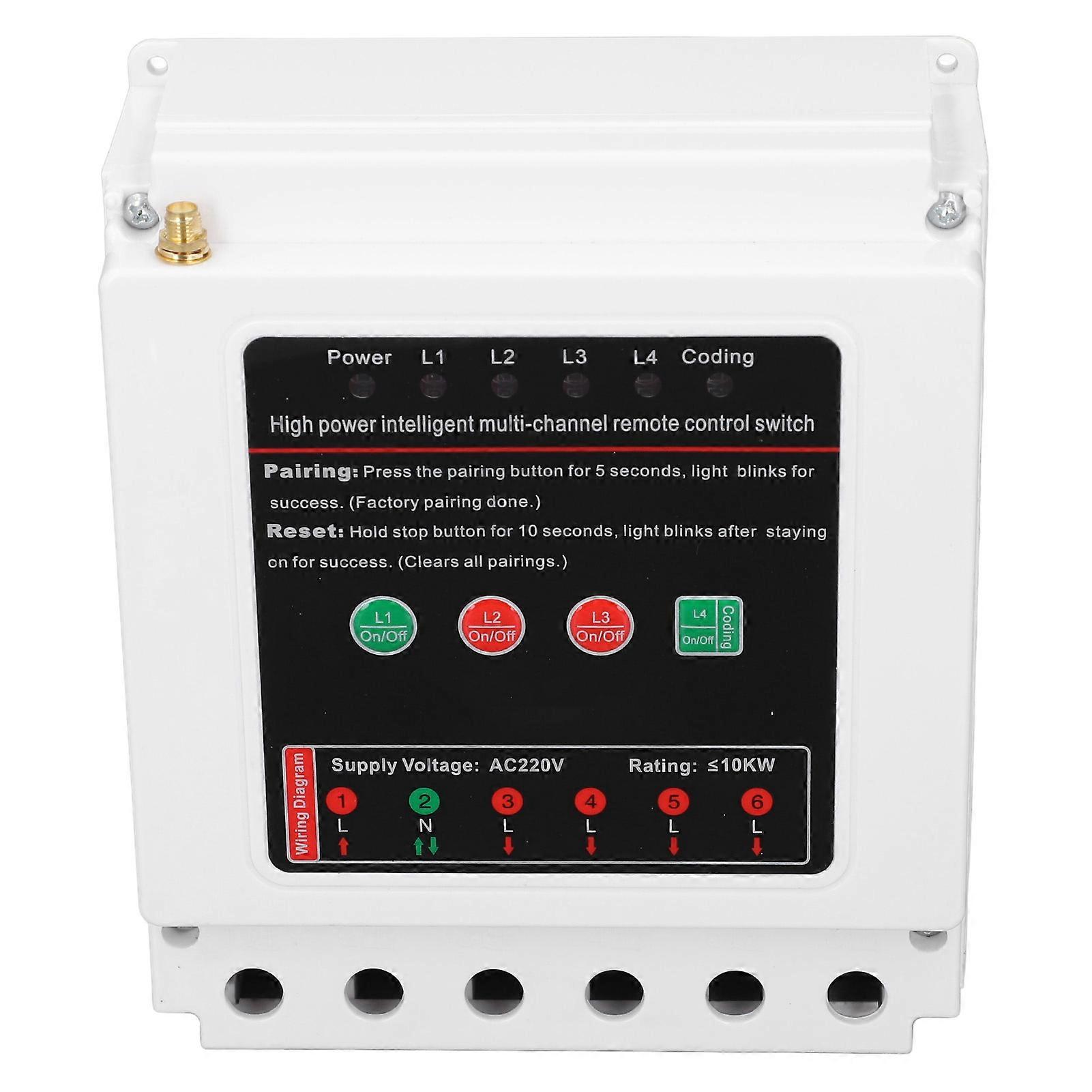 AC220V 90A Wireless Remote Switch 4-Way for Garage & Farm