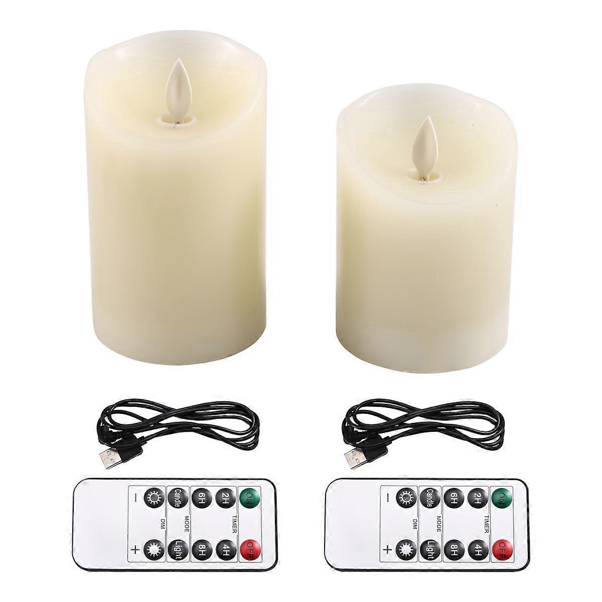 LED Candles, Flickering Flameless Candles, Rechargeable Candle, Real Wax Candles with Remote Control,10cm and 12.5cm