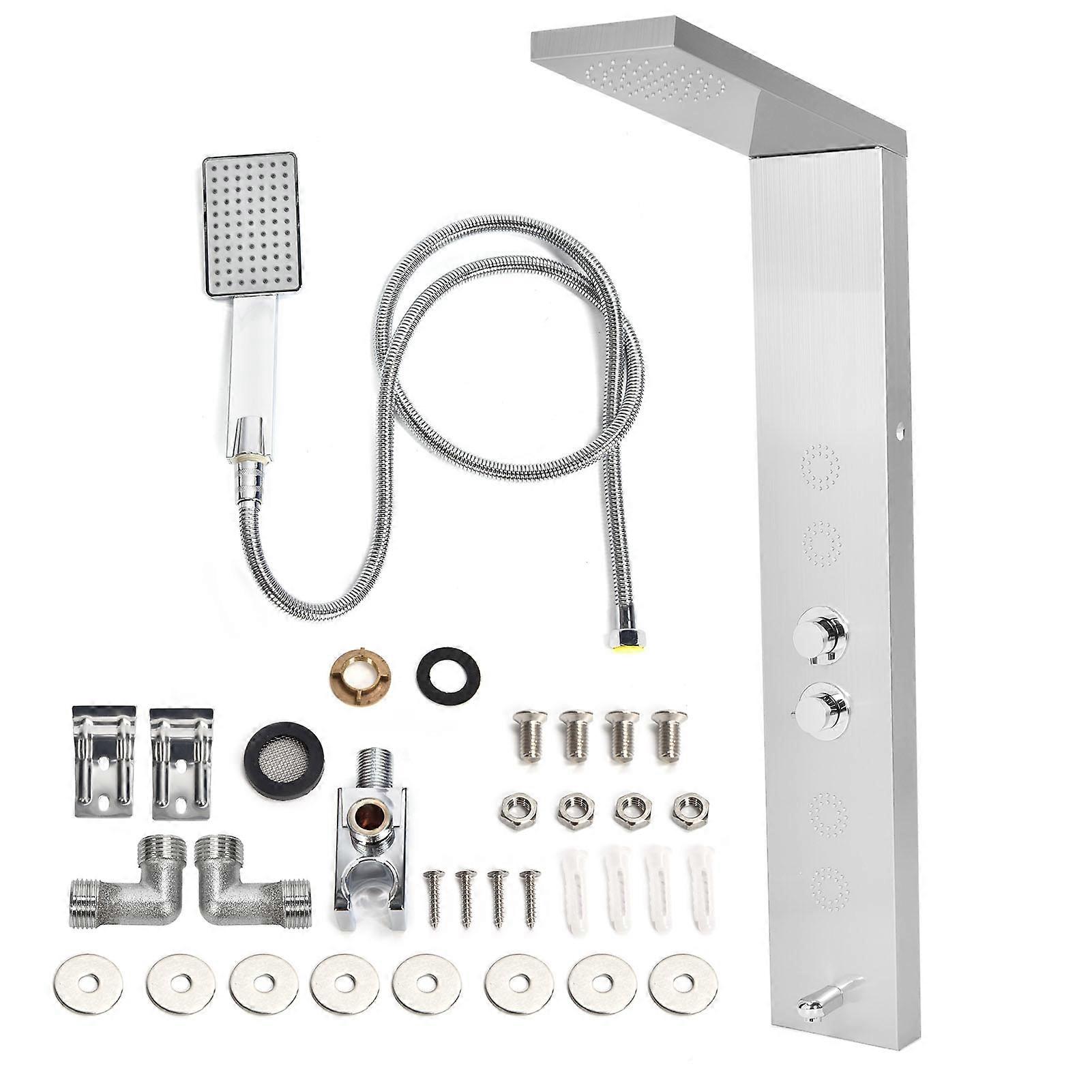 G1/2 Brushed Shower Panel Set Stainless Steel Shower Tower System Rainfall Showerhead Shower Panel System