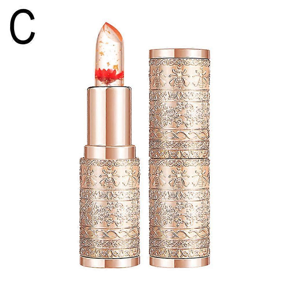 Moisturizing Color Changing Lipstick With Gold Flake Petal Design Long Lasting Hydrating Lip Gloss