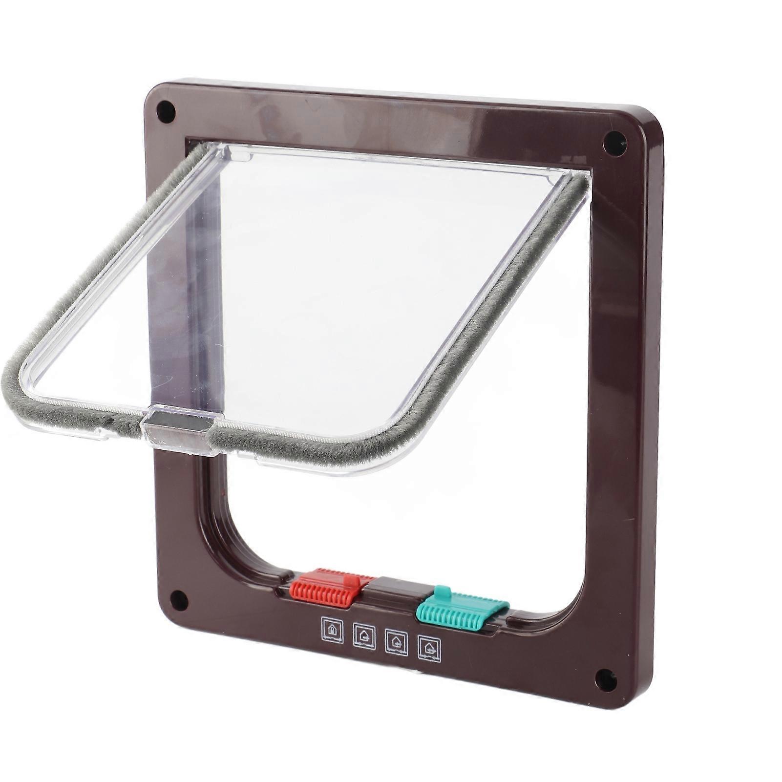 Cat Lock Security Flap Door Small Plastic Pet Gate Brown S