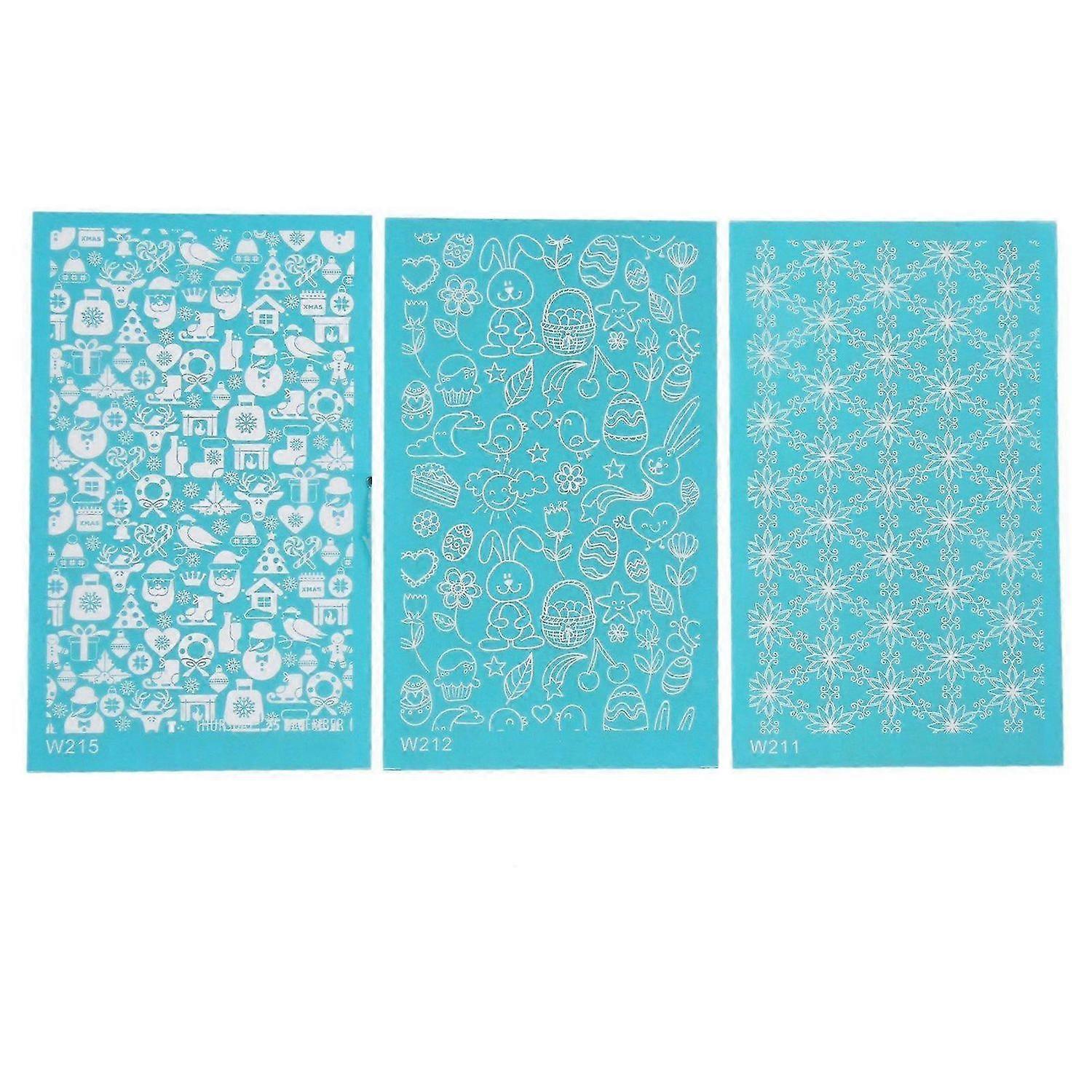 2025 Latest Model 3pcs Silk Screen Stencils for Polymer Clay Reusable DIY