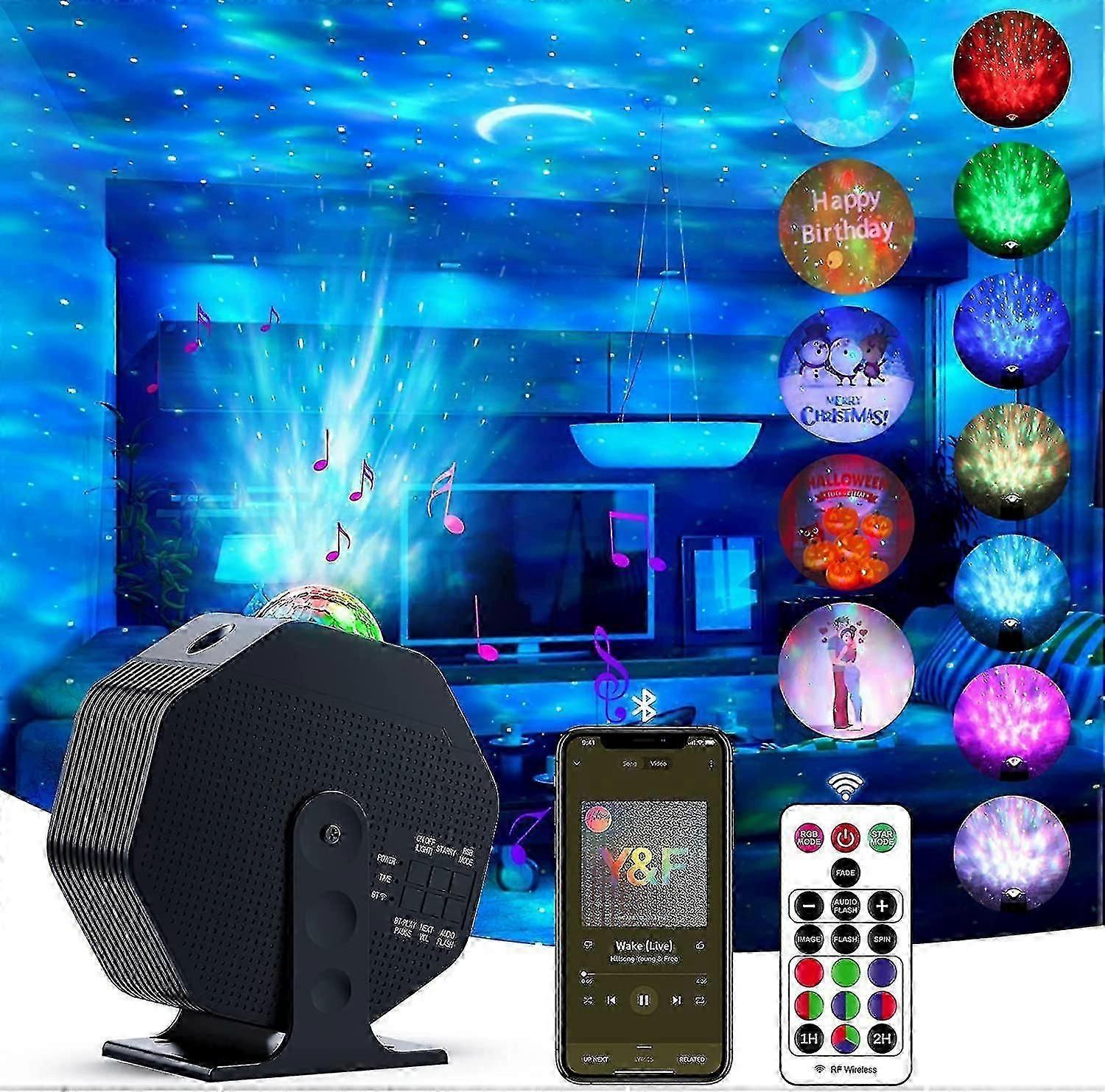 Starry Sky Projector, Galaxy Projector - Night Light with Remote Control, 270 Rotation, 5 Special Patterns, 7 Colors and Bluetooth Music Player
