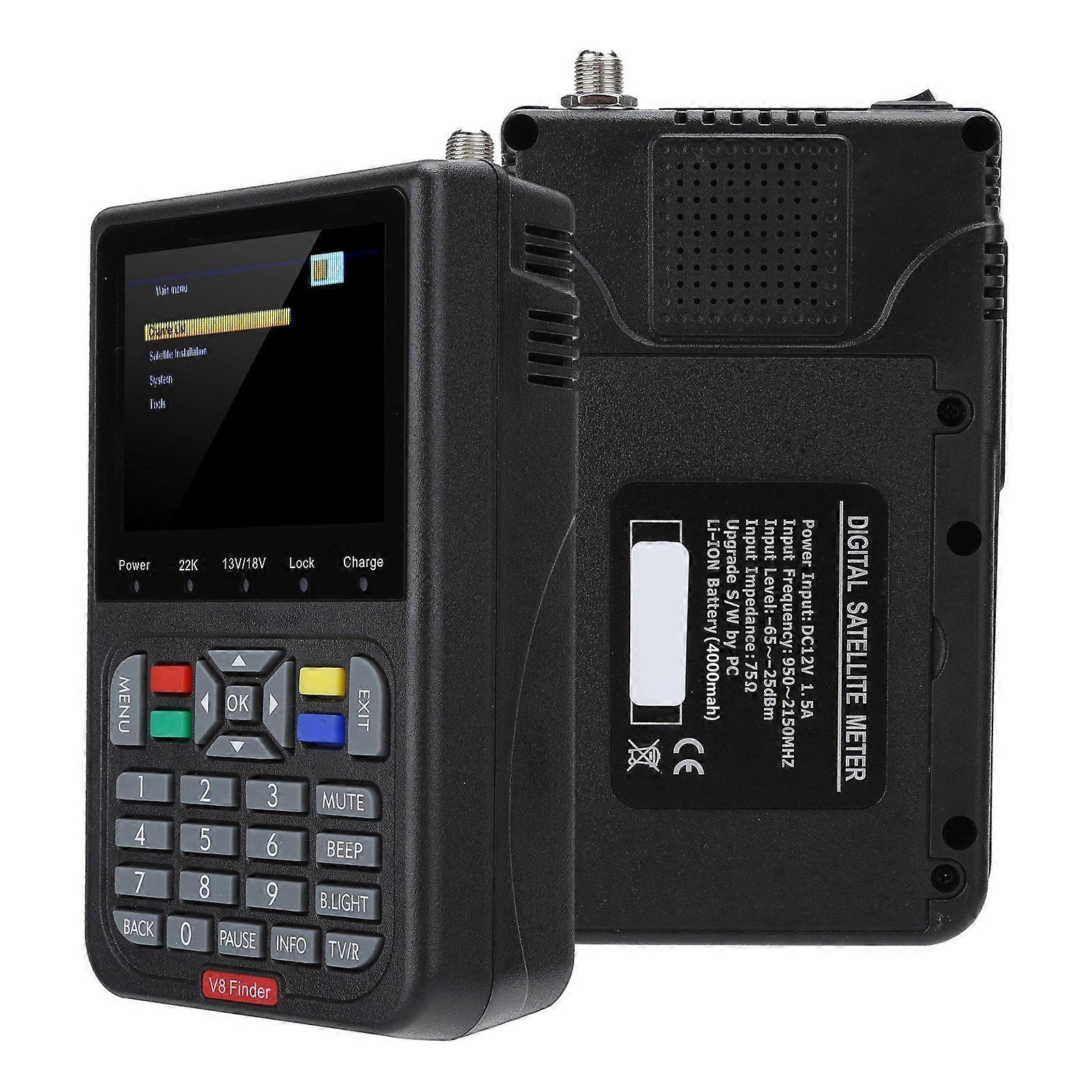 High Definition DVB-S2 Star Finder Satellite Identifier 3.5" LCD Noir
