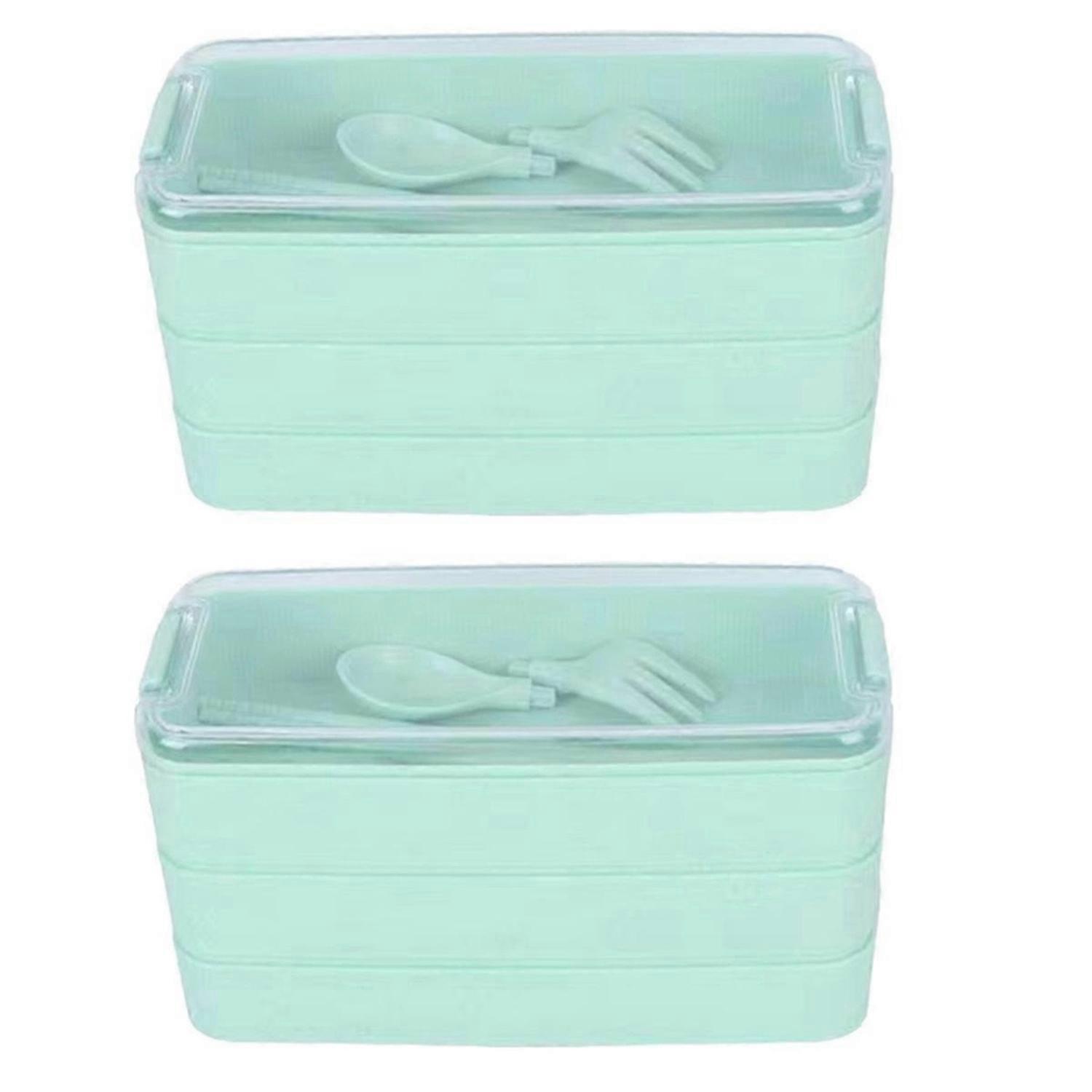 Outdoor Lunch Box Microwaveable with Fork & Spoon Green