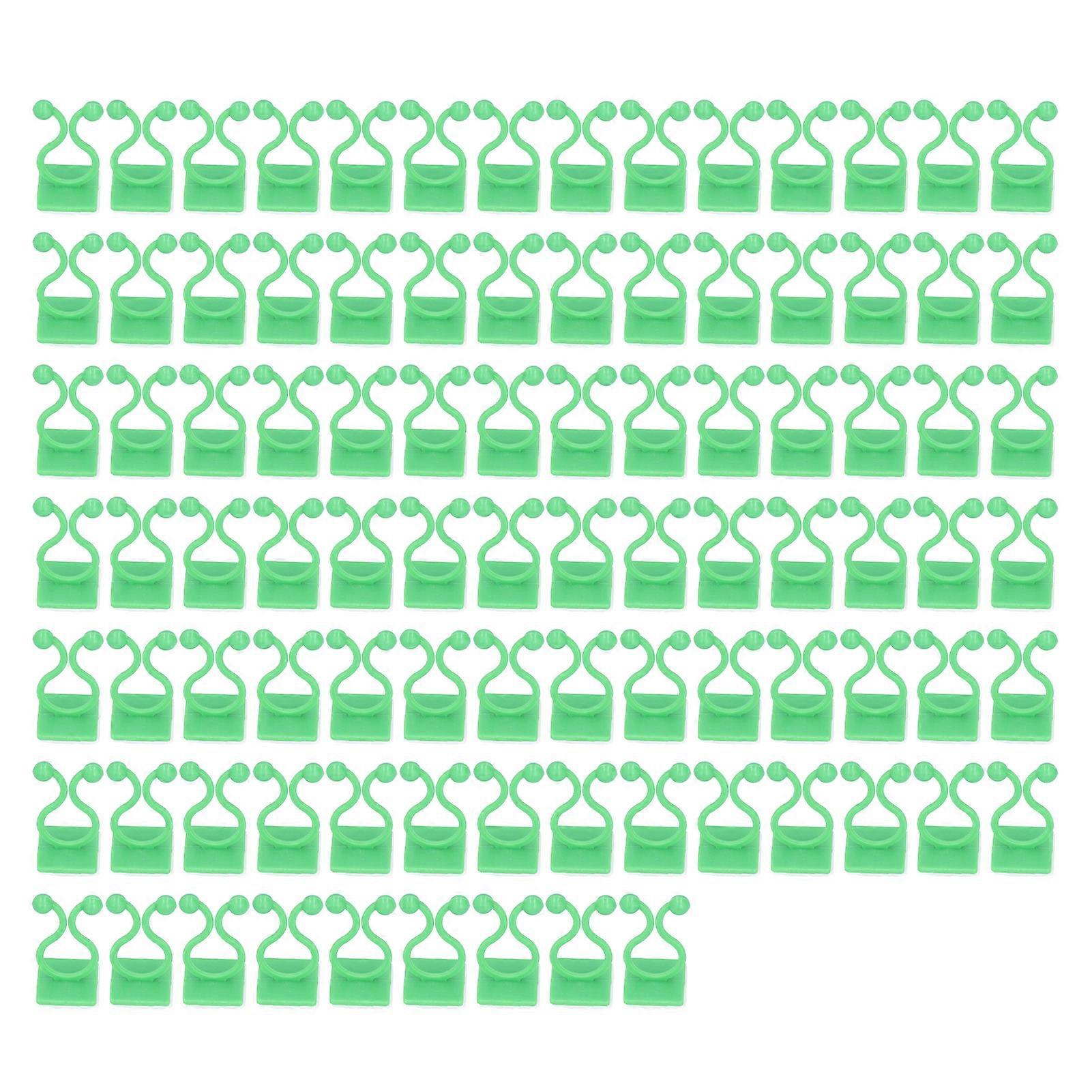 100 Pcs Self-Adhesive Wall Plant Clips Green