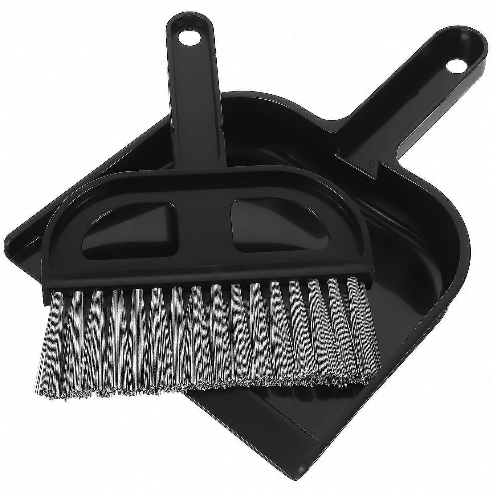 Mini Desktop Sweep Cleaning Brush Small Broom Dustpan Set for Dust Cleaning (Black)