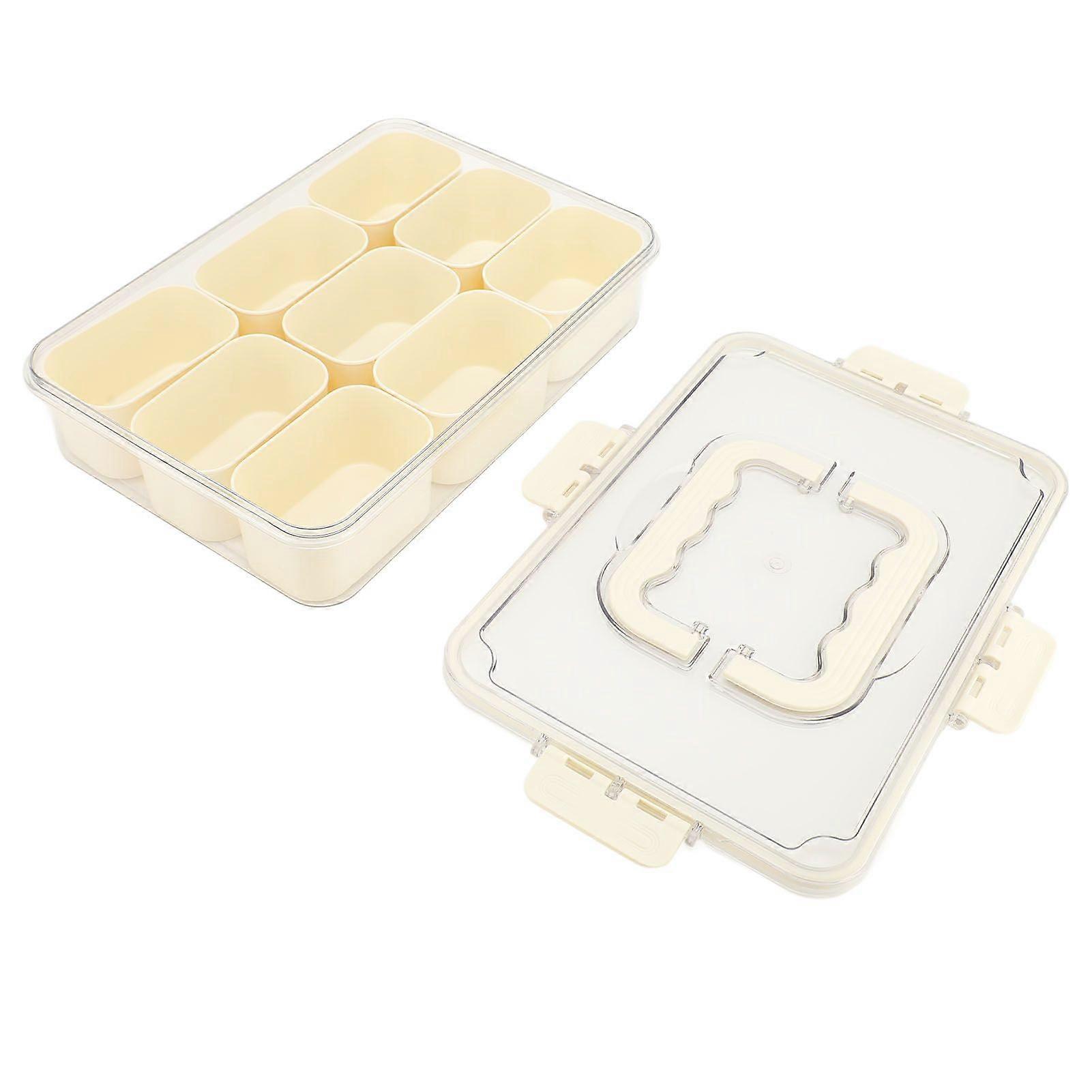Snack Box Container 9 Compartments Divided Serving Tray with Lid Handle Clear Organizer for Fruits Nuts Snacks Condiment