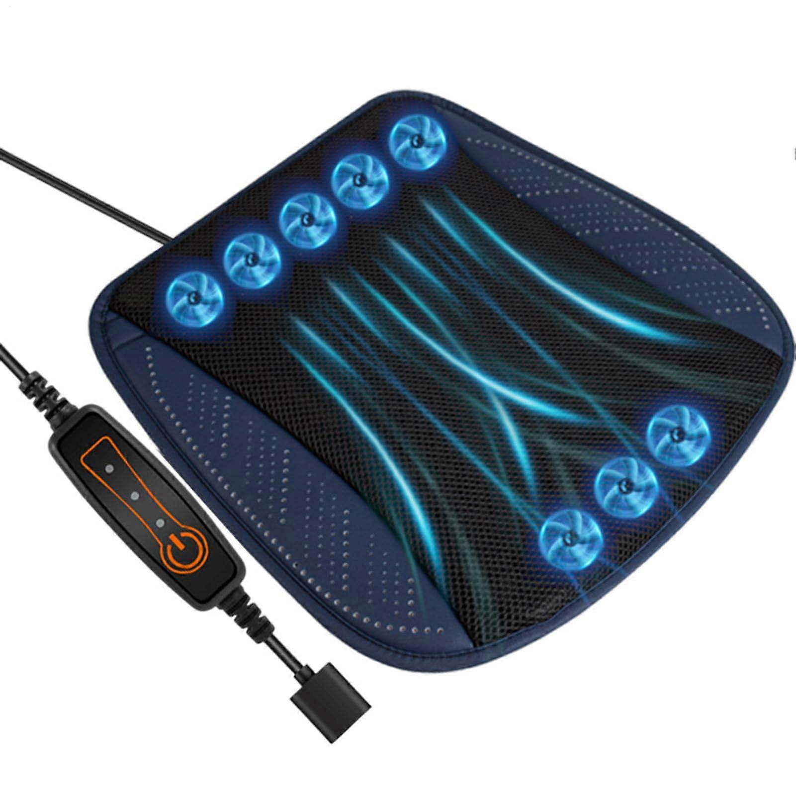 Car Seat Cooling Pad 8Fan Cooling Seat Cover, 3Speed Adjustable, AntiSweat Ventilated Breathable For Driving Blue