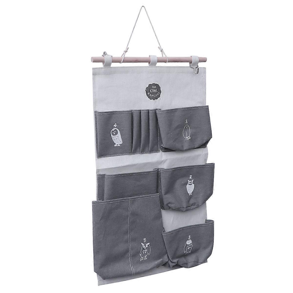 Over The Door Organizer Storage Bag Household Rectangular Grey Bamboo Material for Classification 1Pack