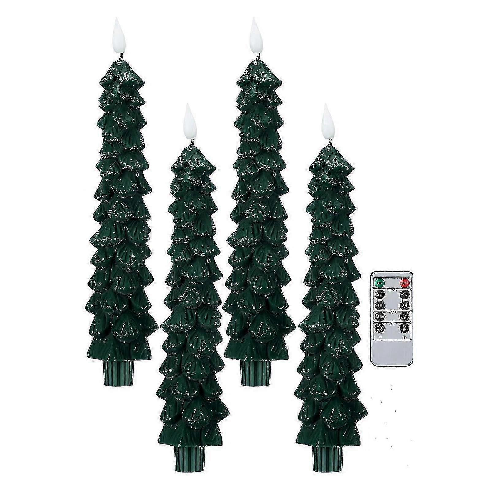 Remote Control LED Christmas Pinecone Candles - Flameless Taper Candle Lights with Flickering Effect for Christmas Decoration