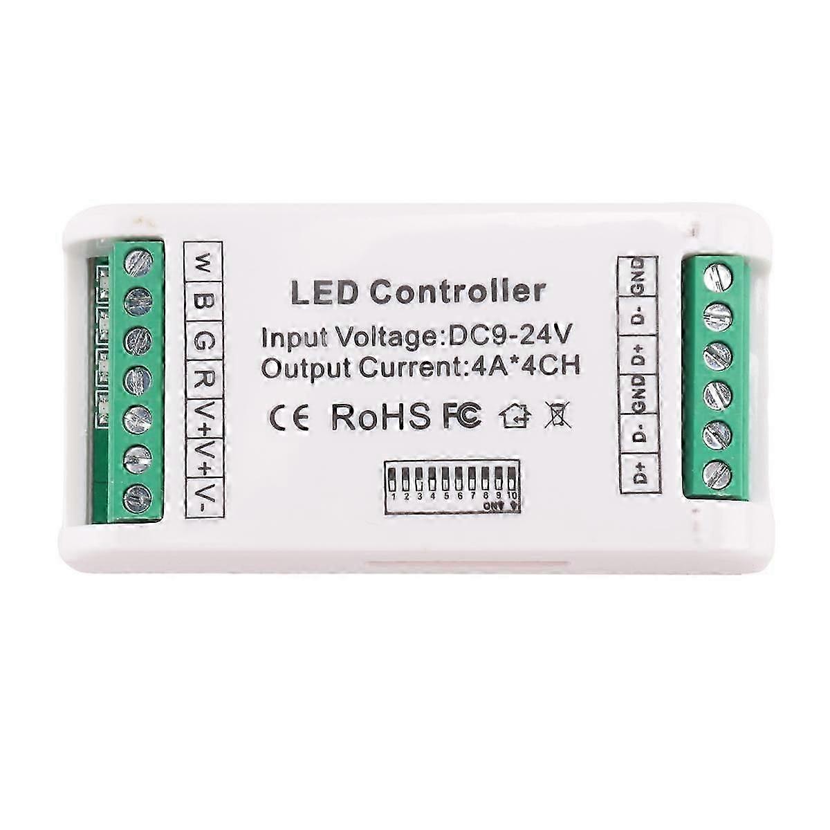 Mini 4 Channel DMX RGBW Decoder 16A RGB RGBW Strip Controller DMX 512 Dimmer Driver for LED Strip Lights DC9-24V